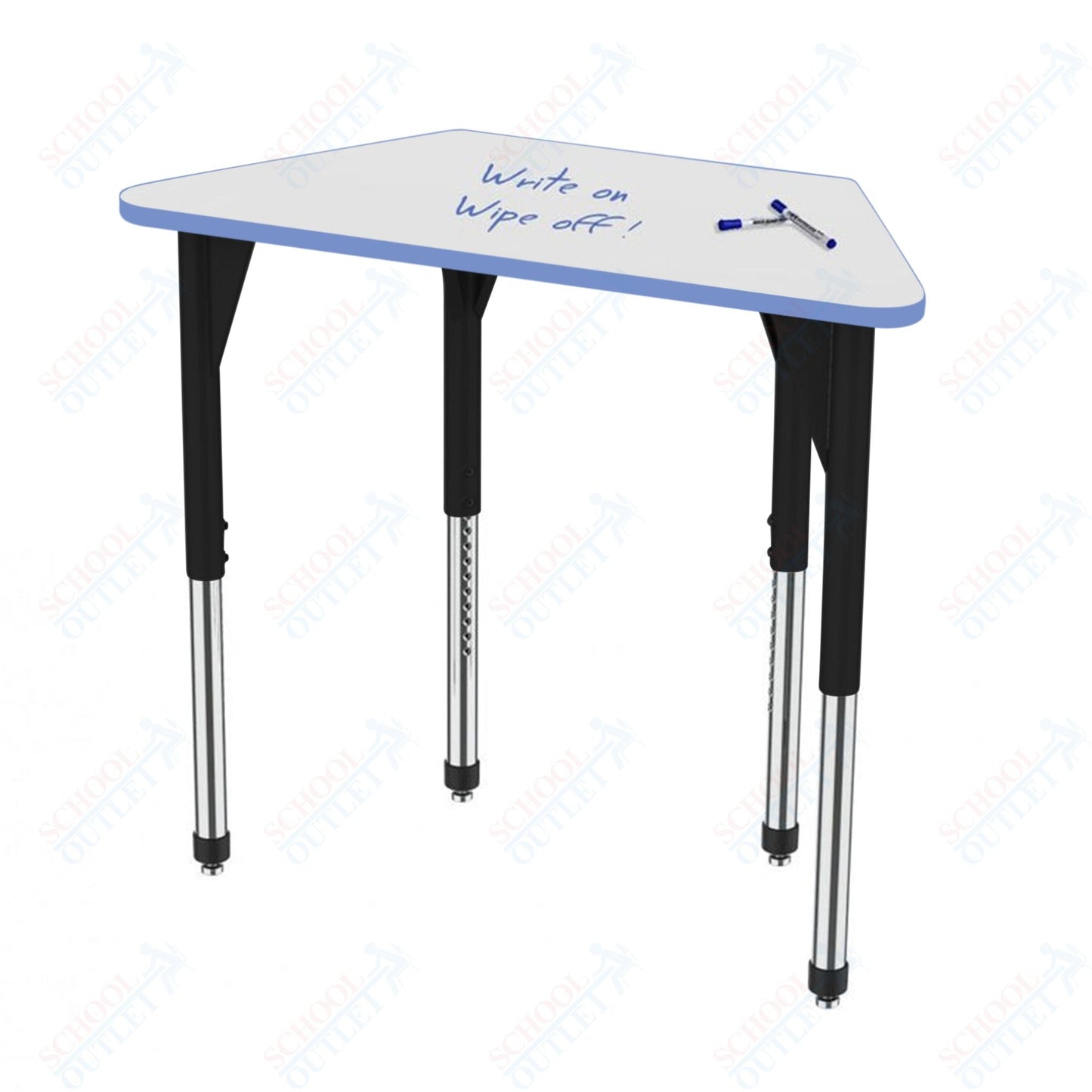 Marco Premier Series Trapezoid Activity Table w/ Dry Erase Top 30" x 60" Adj Height 21" - 31" (43 - 2287 - DB) - SchoolOutlet
