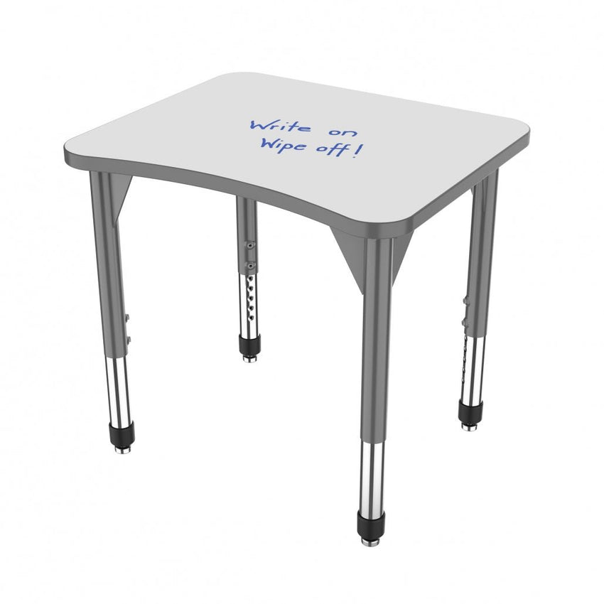 Marco Premier Series Curve Collaborative Desk w/ Dry Erase HPL Top 24" x 28" Adjustable Height 21" - 31" (43 - 2291 - DB) - SchoolOutlet