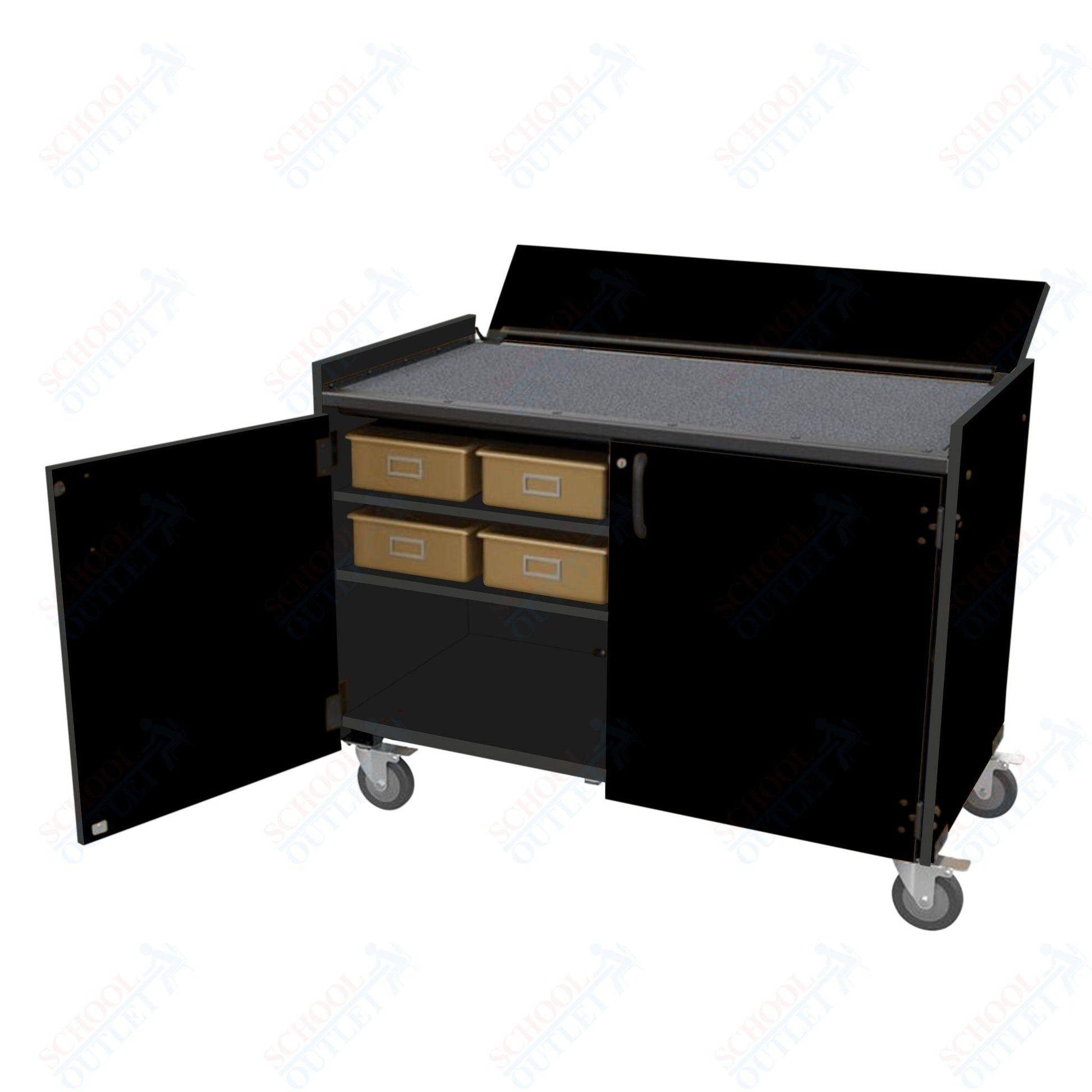 Marco Band - Stor Mobile Percussion Workstation with Locking Doors, 8 Plastic Trays - 36.5"H x 48"W x 26"D (BS300 - 1) - SchoolOutlet