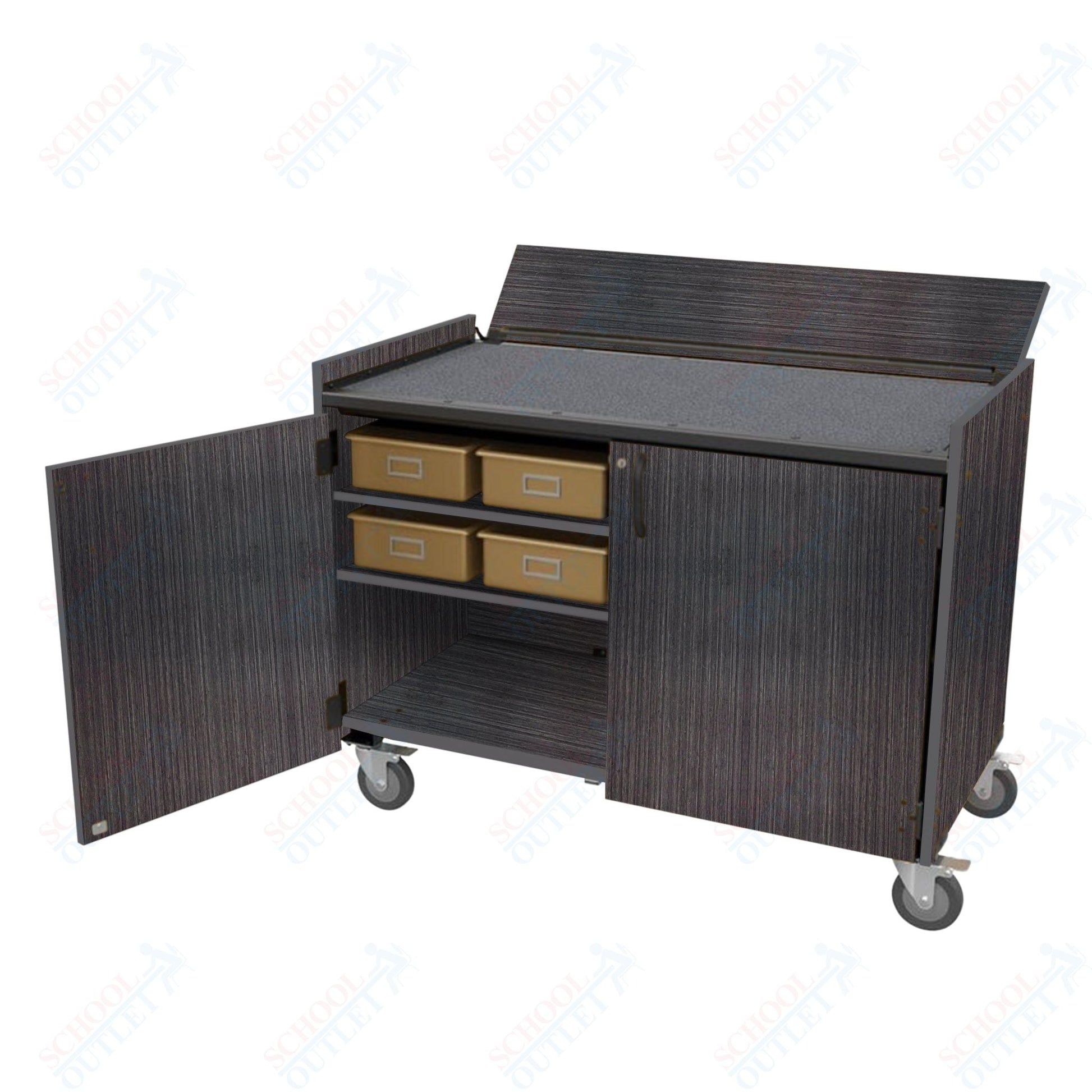 Marco Band - Stor Mobile Percussion Workstation with Locking Doors, 8 Plastic Trays - 36.5"H x 48"W x 26"D (BS300 - 1) - SchoolOutlet