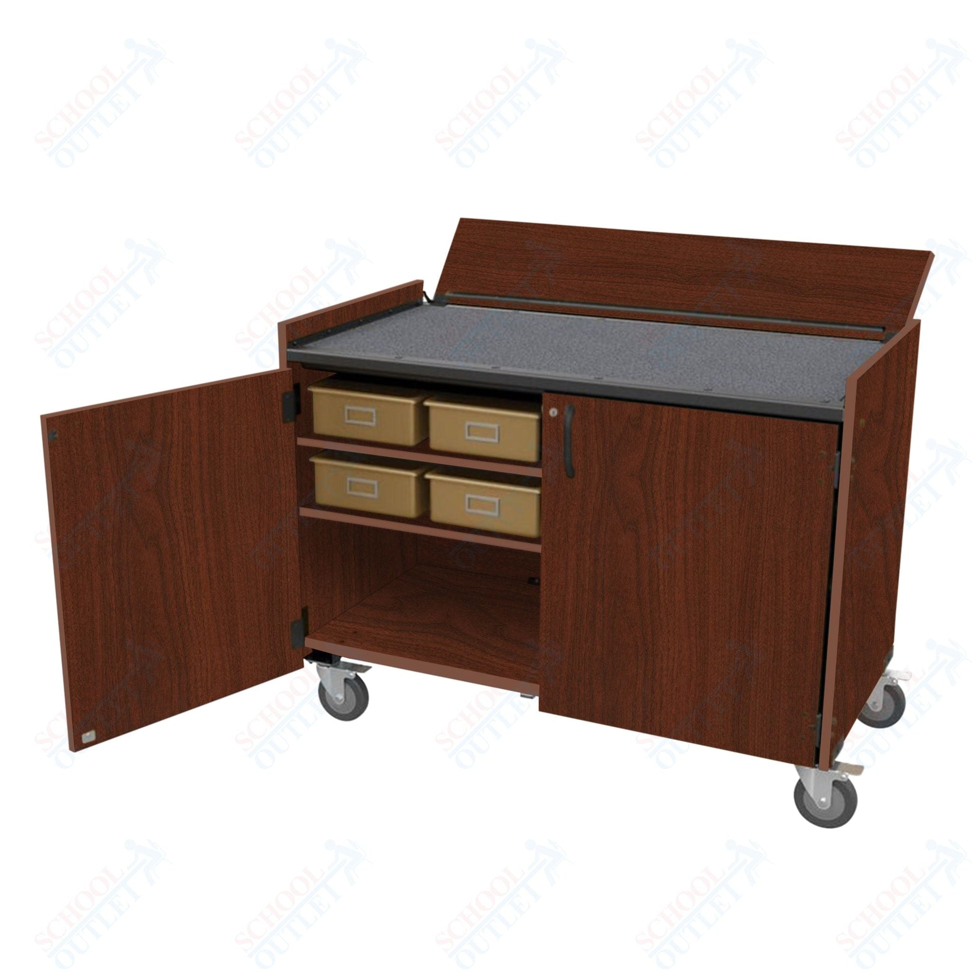 Marco Band - Stor Mobile Percussion Workstation with Locking Doors, 8 Plastic Trays - 36.5"H x 48"W x 26"D (BS300 - 1) - SchoolOutlet