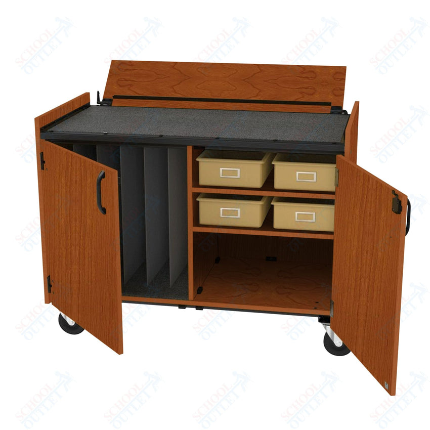 Marco Band - Stor Mobile Cymbal Cart with Locking Doors, 4 Plastic Trays - 36.5"H x 48"W x 26"D (BS301 - 1) - SchoolOutlet