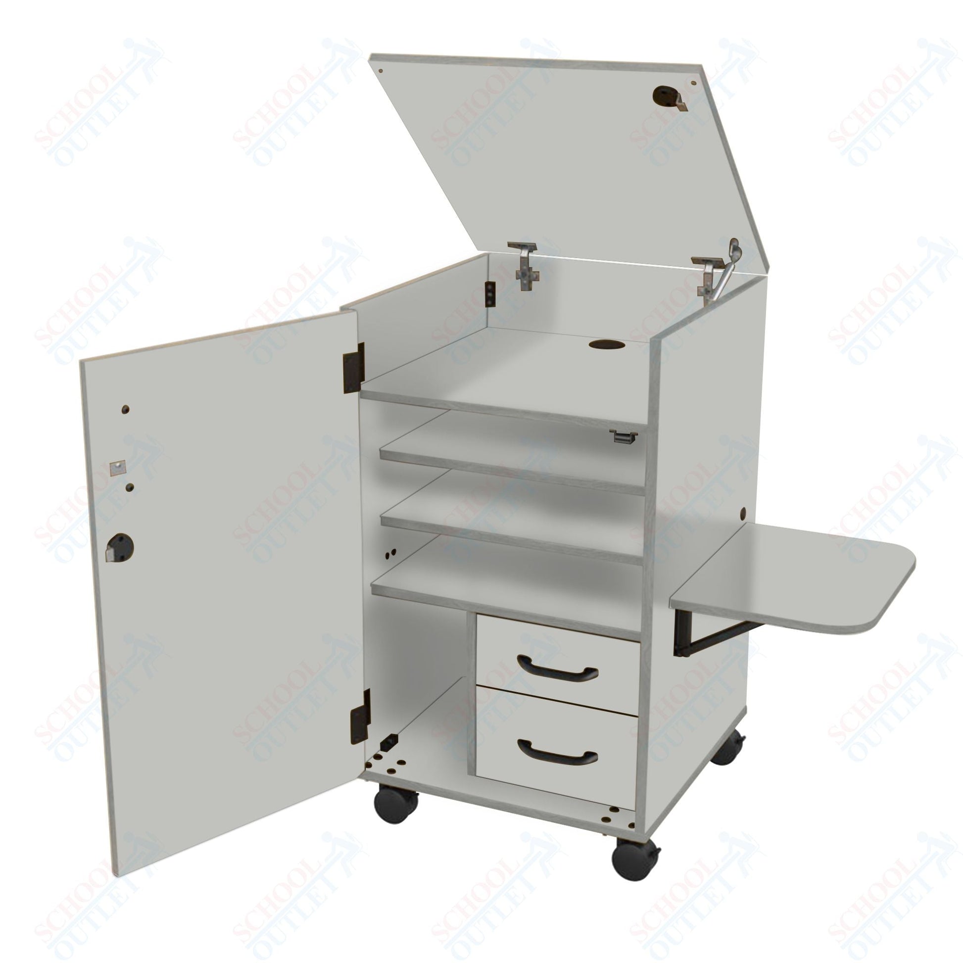 Marco Band - Stor Mobile Stereo Cabinet, 2 Shelves, 2 Locking Doors - 40"H x 25"W x 25"D (BS310 - 0) - SchoolOutlet