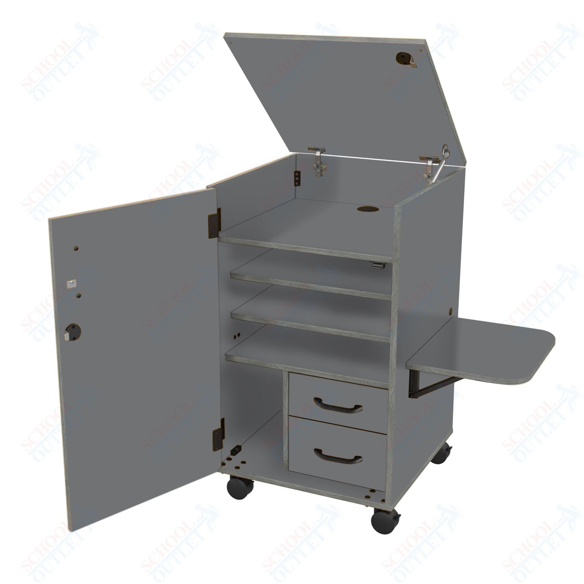 Marco Band - Stor Mobile Stereo Cabinet, 2 Shelves, 2 Locking Doors - 40"H x 25"W x 25"D (BS310 - 0) - SchoolOutlet