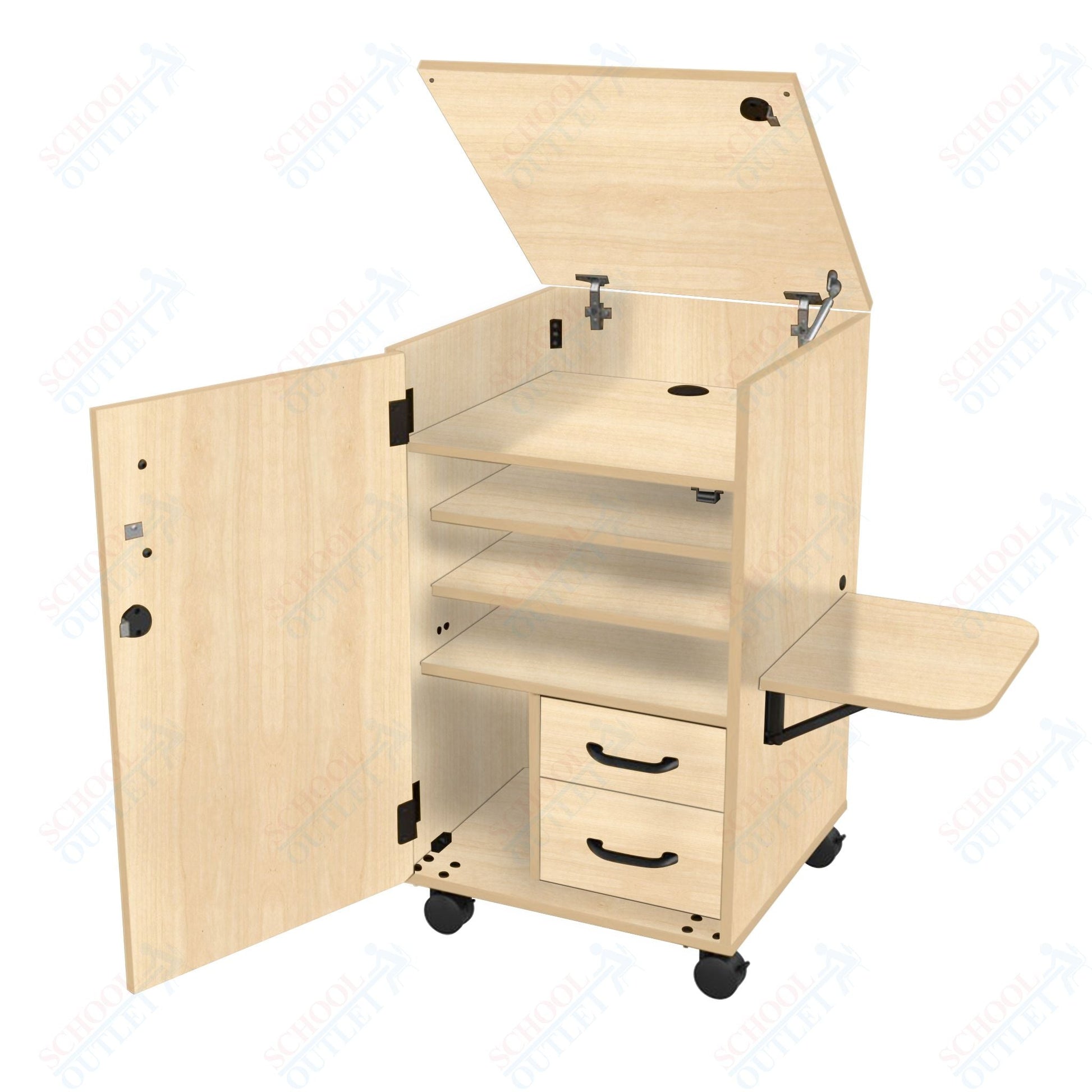 Marco Band - Stor Mobile Stereo Cabinet, 2 Shelves, 2 Locking Doors - 40"H x 25"W x 25"D (BS310 - 0) - SchoolOutlet