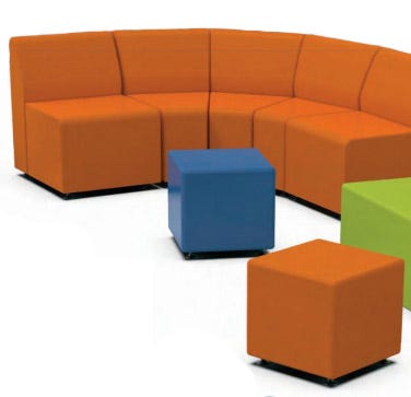 Marco Sonik Ottoman Soft Seating Square Flat Base Stool 18" Seat Height (LF1521 - G1) - SchoolOutlet