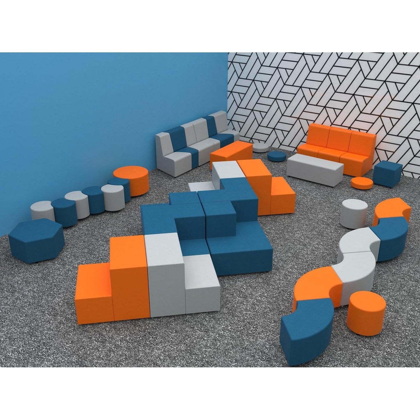 Marco Sonik Soft Seating Hexagon Bench 18" Seat Height (LF1531 - G1) - SchoolOutlet