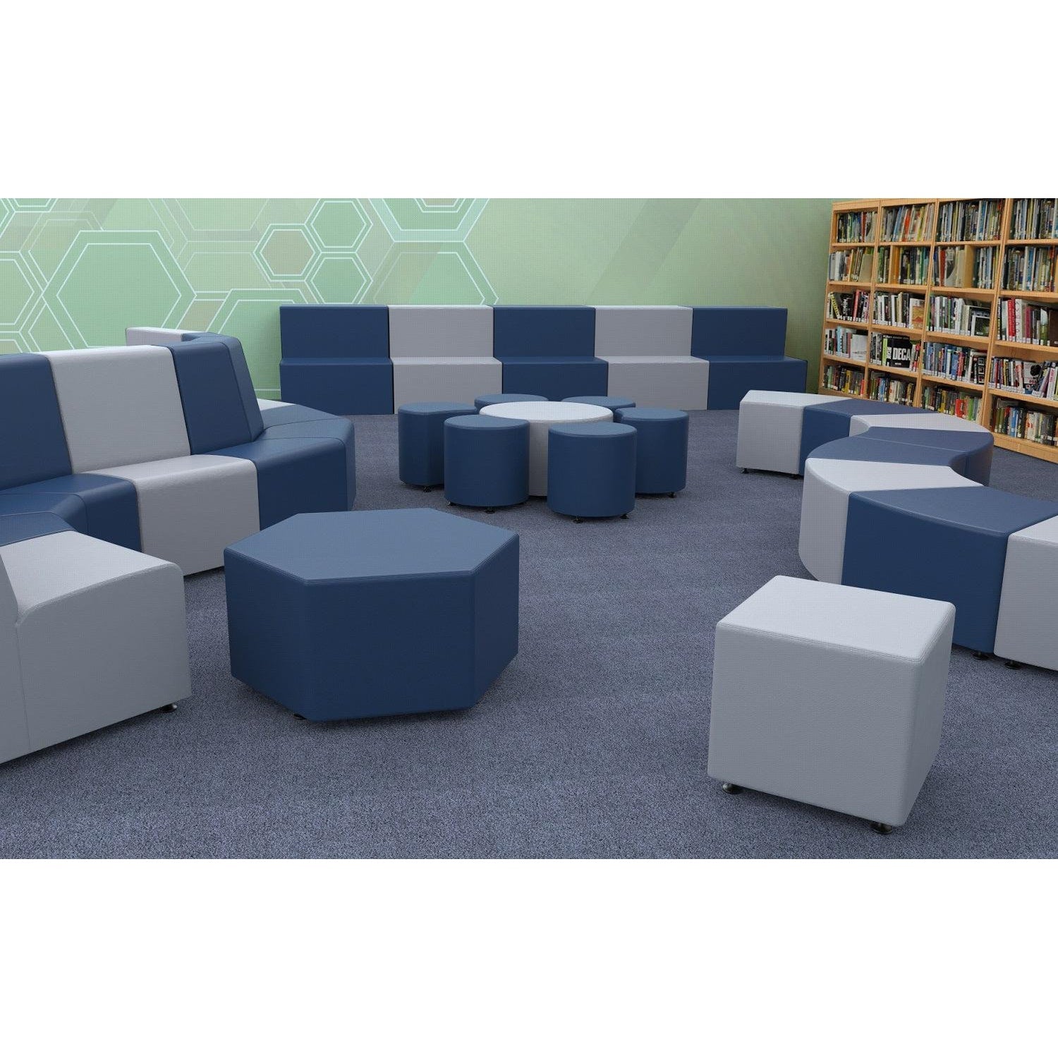 Marco Sonik Soft Seating Hexagon Bench 18" Seat Height (LF1531 - G1) - SchoolOutlet