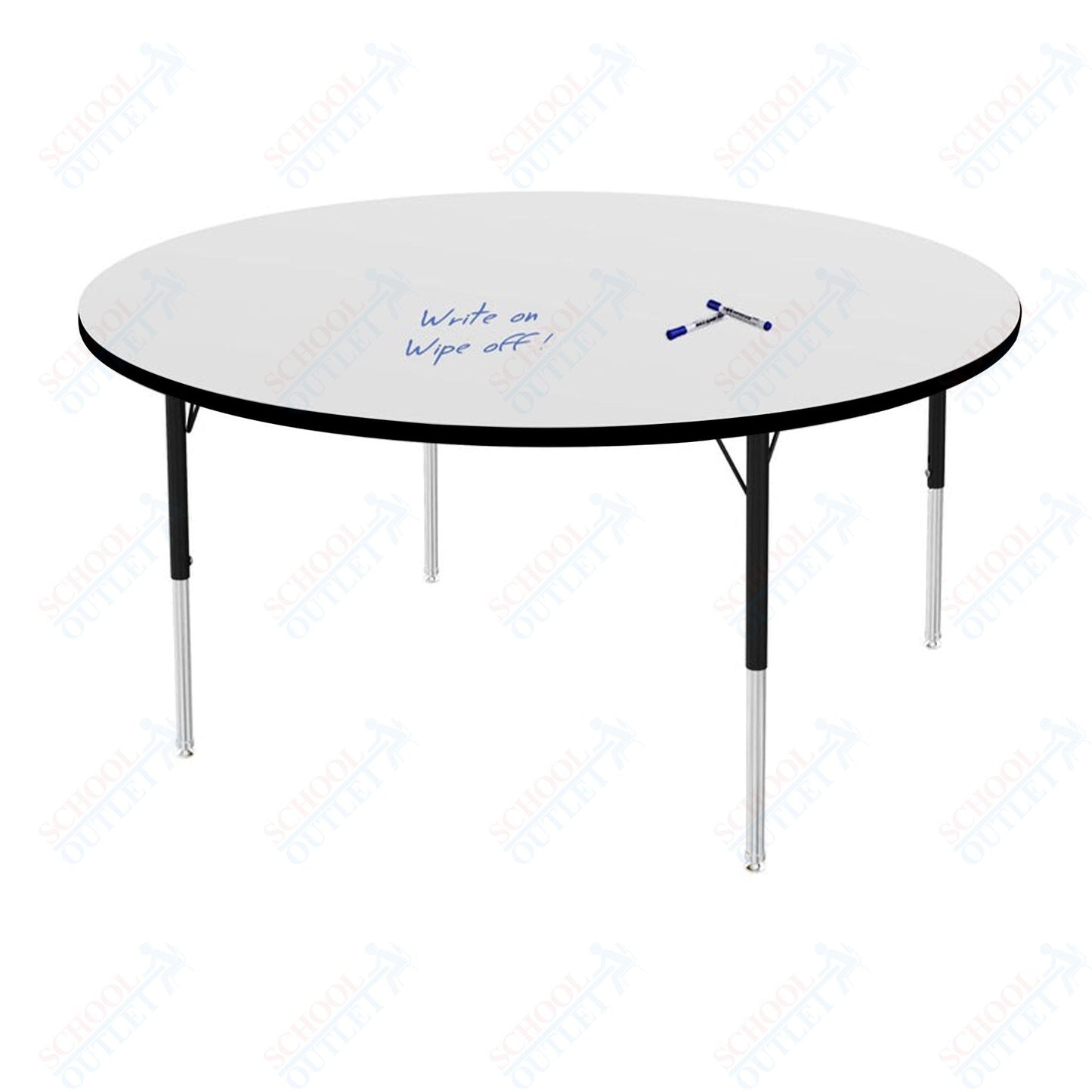 Marco MG2200 Series 60" Round Preschool Table w/ Dry Erase Top Adj Height 16" - 24" (MG2207 - DA) - SchoolOutlet