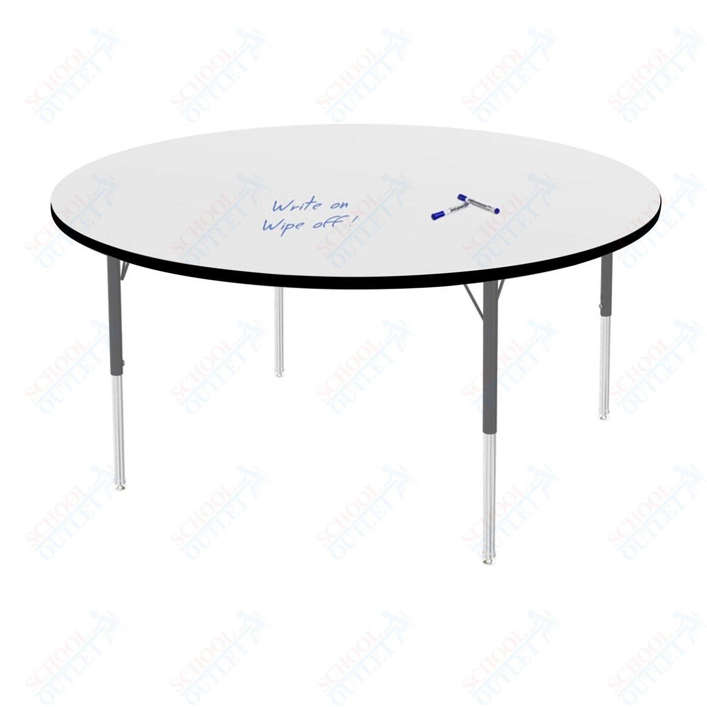 Marco MG2200 Series 60" Round Preschool Table w/ Dry Erase Top Adj Height 16" - 24" (MG2207 - DA) - SchoolOutlet