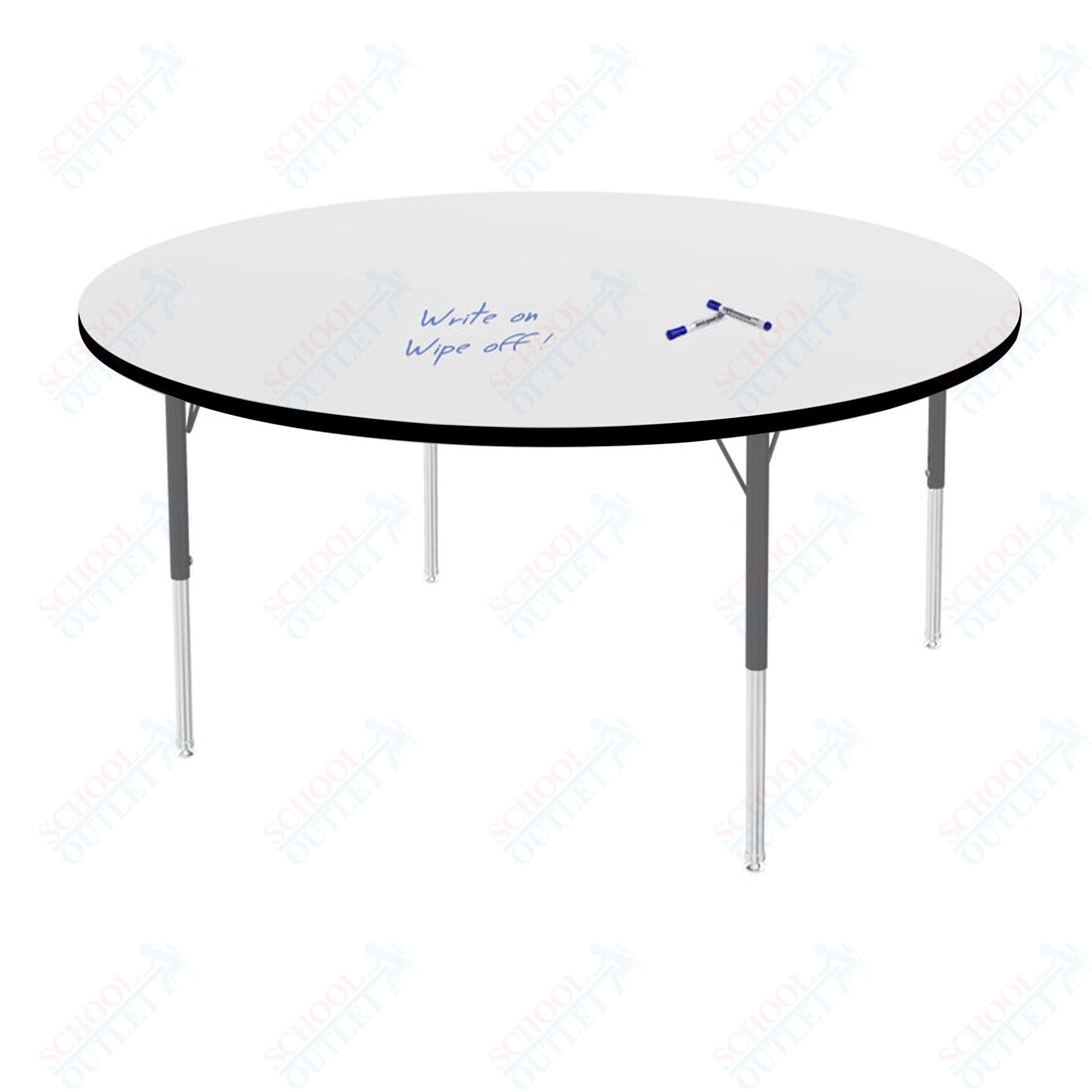 Marco MG2200 Series 60" Round Preschool Table w/ Dry Erase Top Adj Height 16" - 24" (MG2207 - DA) - SchoolOutlet