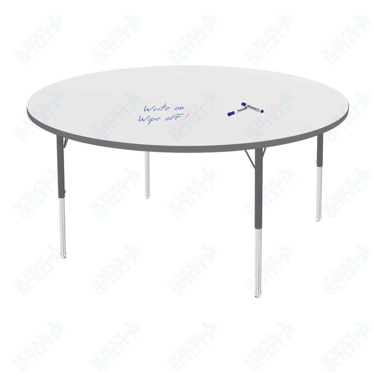 Marco MG2200 Series 60" Round Preschool Table w/ Dry Erase Top Adj Height 16" - 24" (MG2207 - DA) - SchoolOutlet
