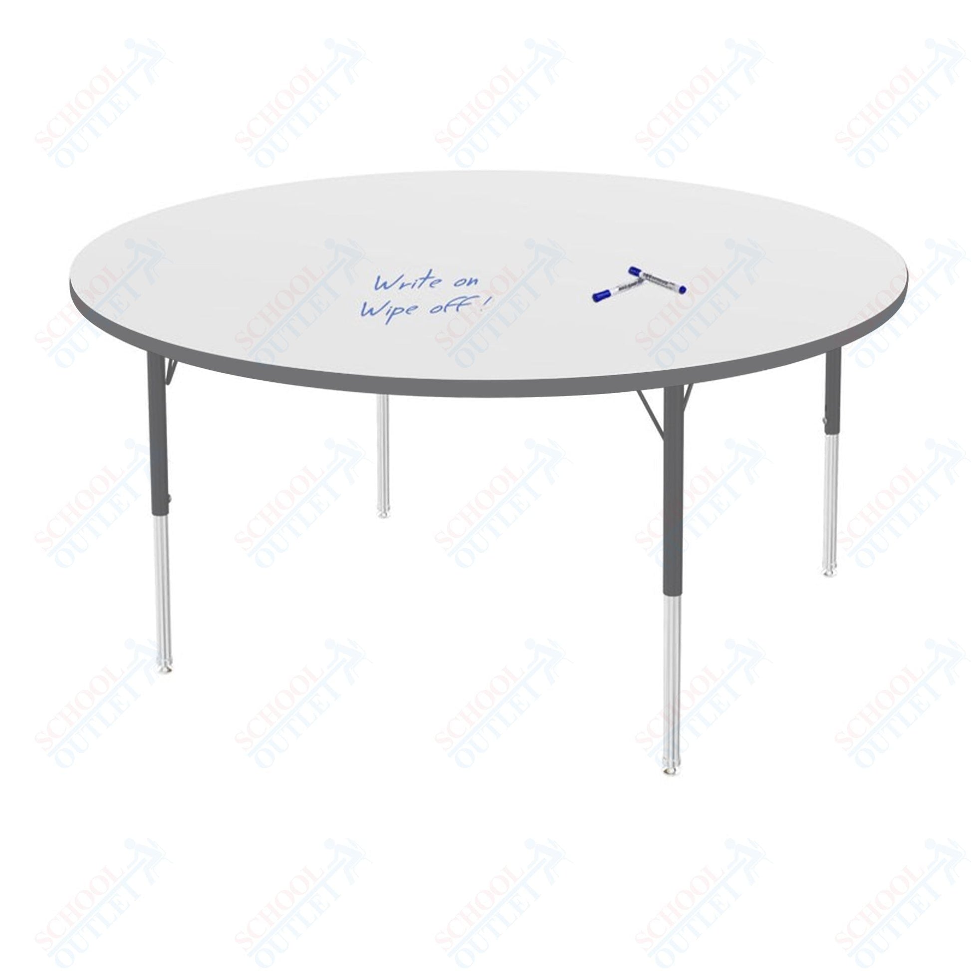 Marco MG2200 Series 60" Round Preschool Table w/ Dry Erase Top Adj Height 16" - 24" (MG2207 - DA) - SchoolOutlet