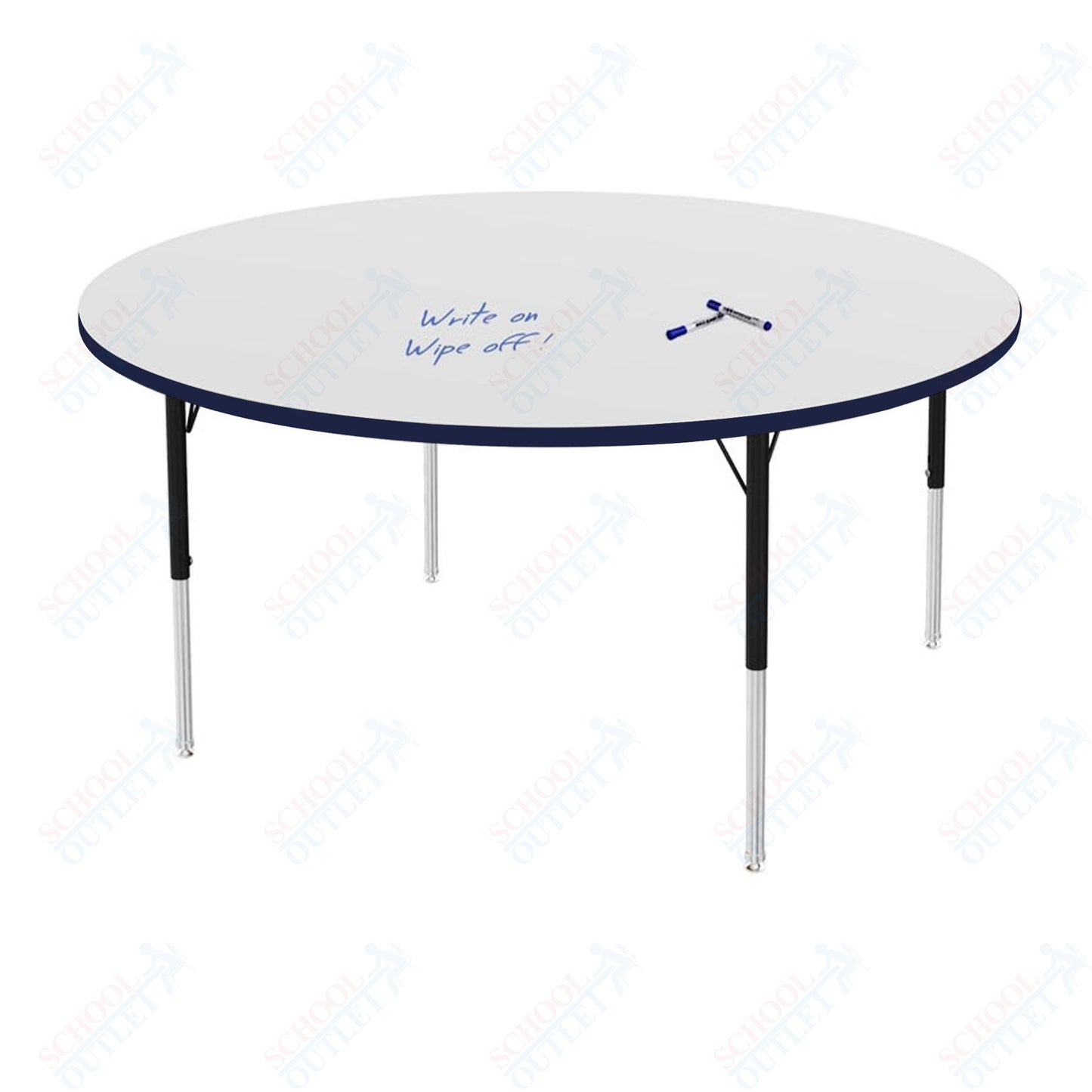 Marco MG2200 Series 60" Round Preschool Table w/ Dry Erase Top Adj Height 16" - 24" (MG2207 - DA) - SchoolOutlet