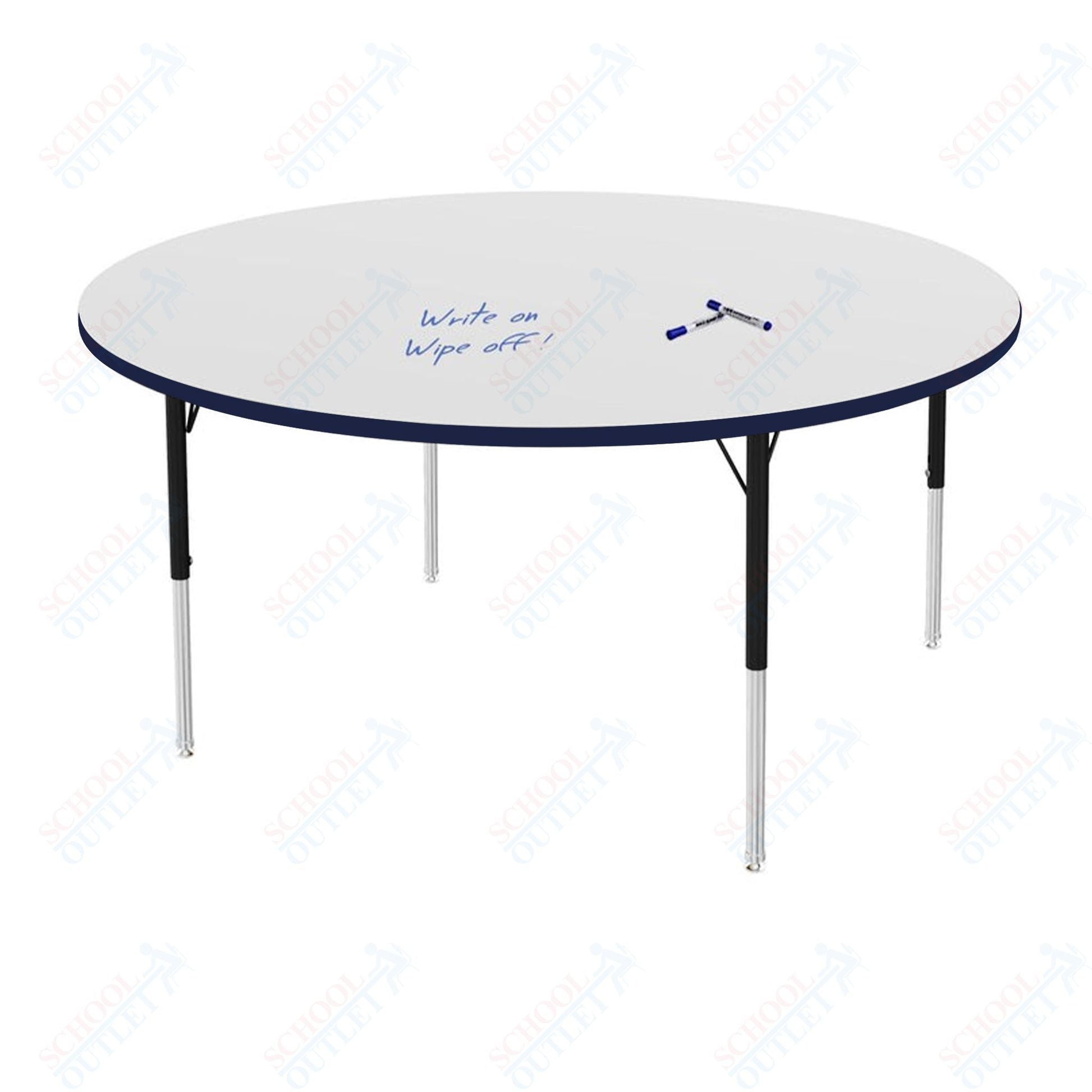 Marco MG2200 Series 60" Round Preschool Table w/ Dry Erase Top Adj Height 16" - 24" (MG2207 - DA) - SchoolOutlet