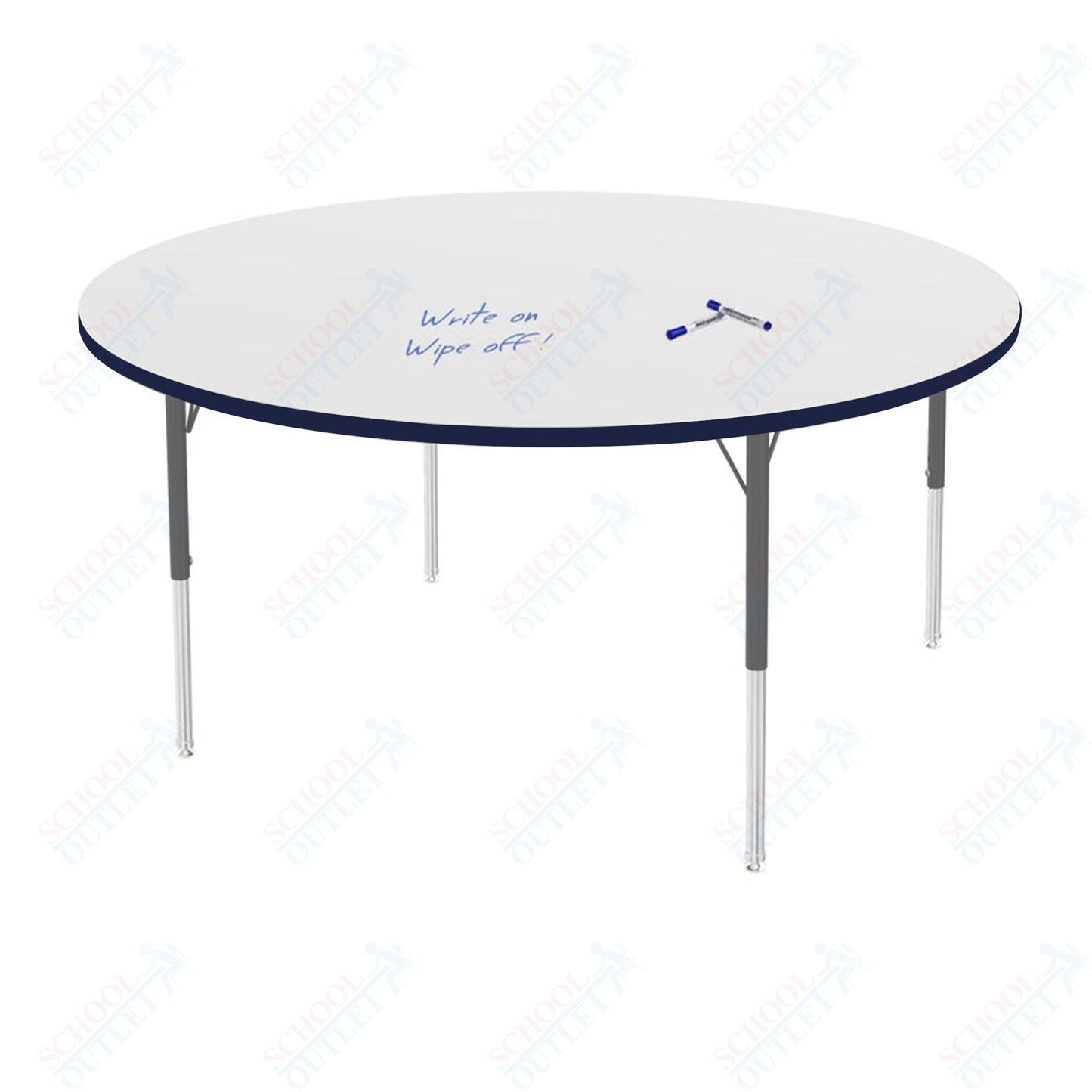 Marco MG2200 Series 60" Round Preschool Table w/ Dry Erase Top Adj Height 16" - 24" (MG2207 - DA) - SchoolOutlet