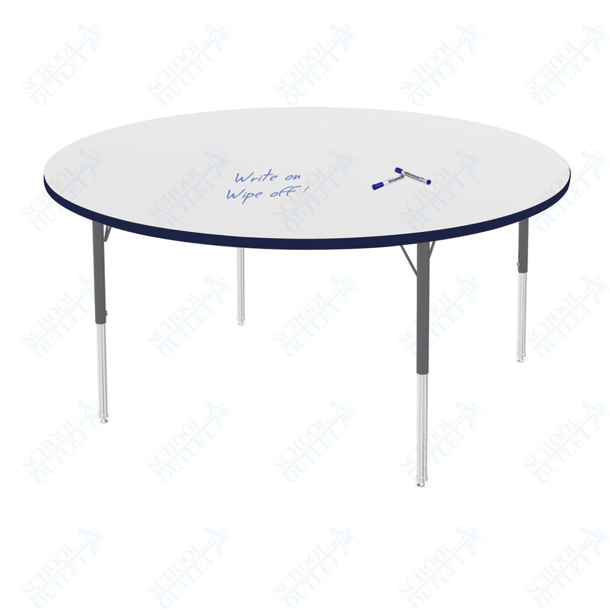 Marco MG2200 Series 60" Round Preschool Table w/ Dry Erase Top Adj Height 16" - 24" (MG2207 - DA) - SchoolOutlet
