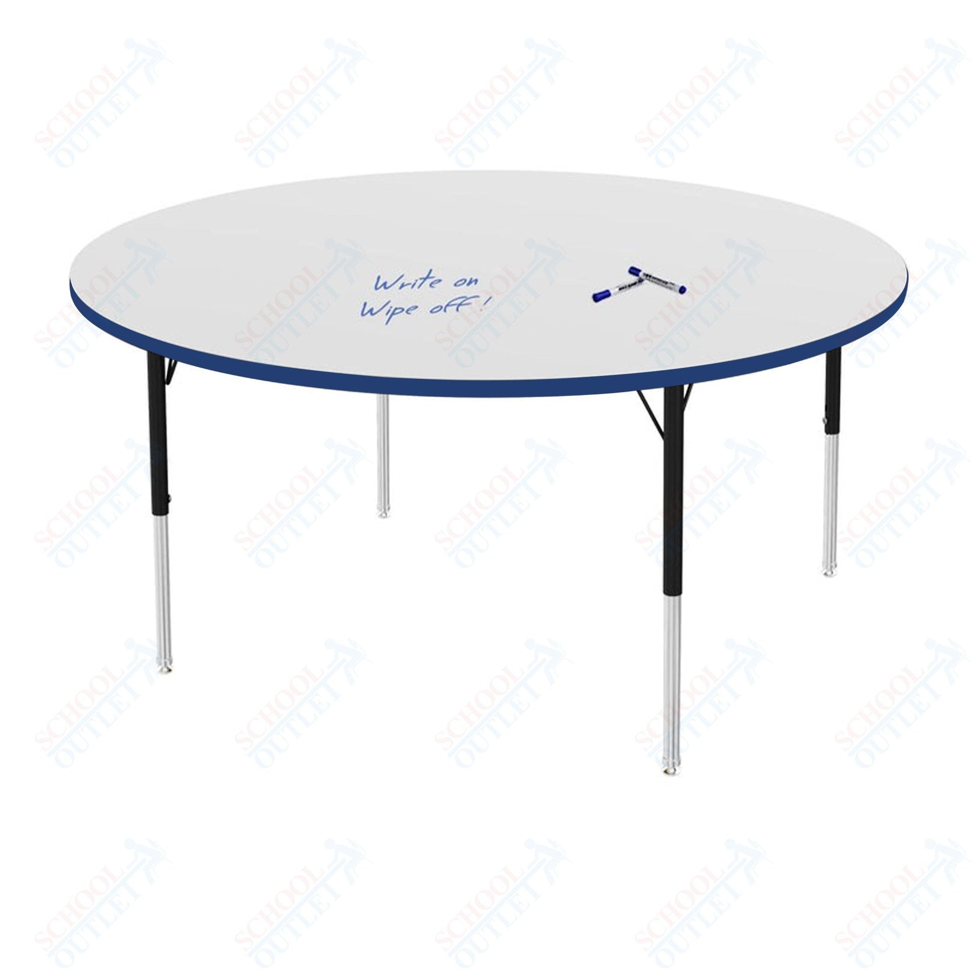 Marco MG2200 Series 60" Round Preschool Table w/ Dry Erase Top Adj Height 16" - 24" (MG2207 - DA) - SchoolOutlet