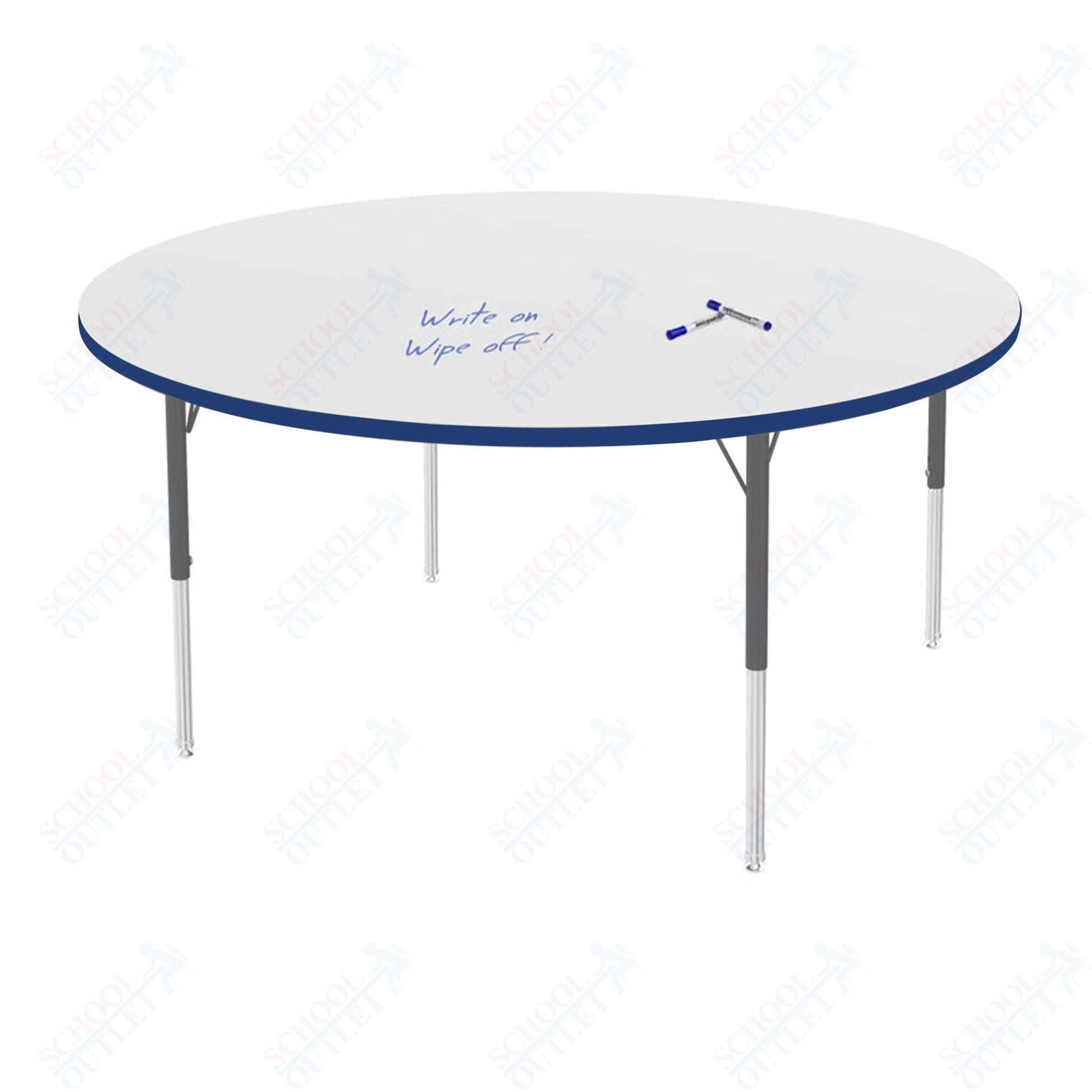 Marco MG2200 Series 60" Round Preschool Table w/ Dry Erase Top Adj Height 16" - 24" (MG2207 - DA) - SchoolOutlet