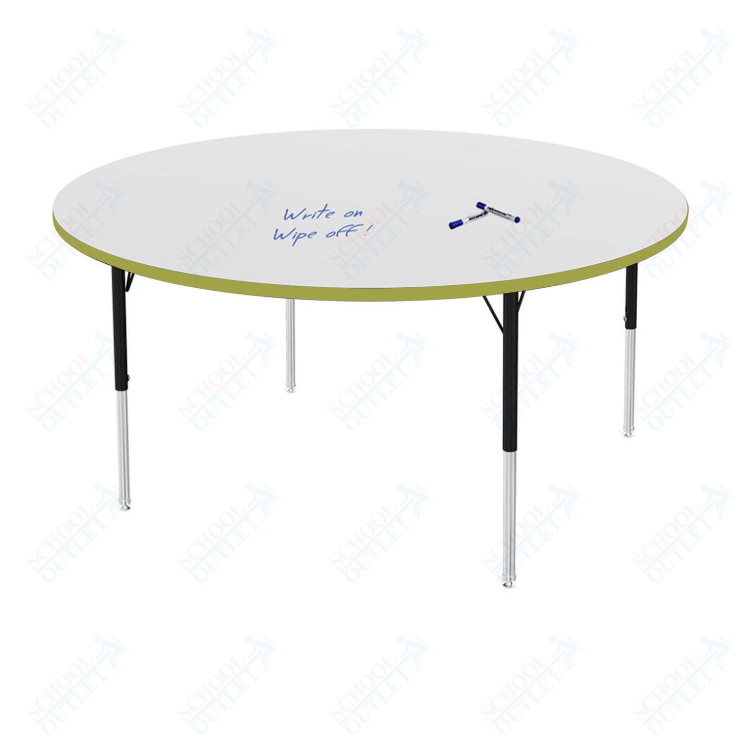 Marco MG2200 Series 60" Round Preschool Table w/ Dry Erase Top Adj Height 16" - 24" (MG2207 - DA) - SchoolOutlet