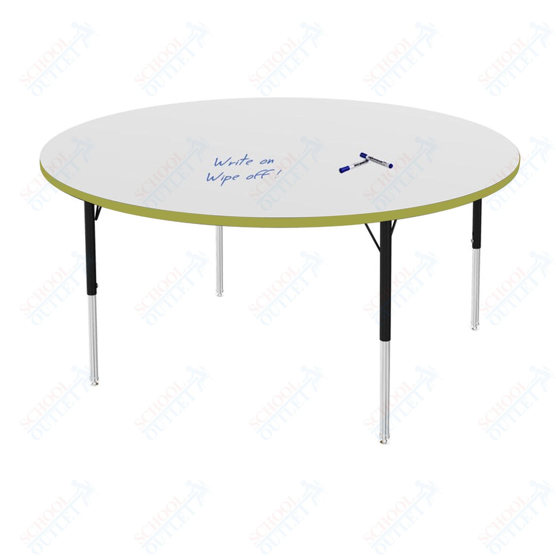 Marco MG2200 Series 60" Round Preschool Table w/ Dry Erase Top Adj Height 16" - 24" (MG2207 - DA) - SchoolOutlet