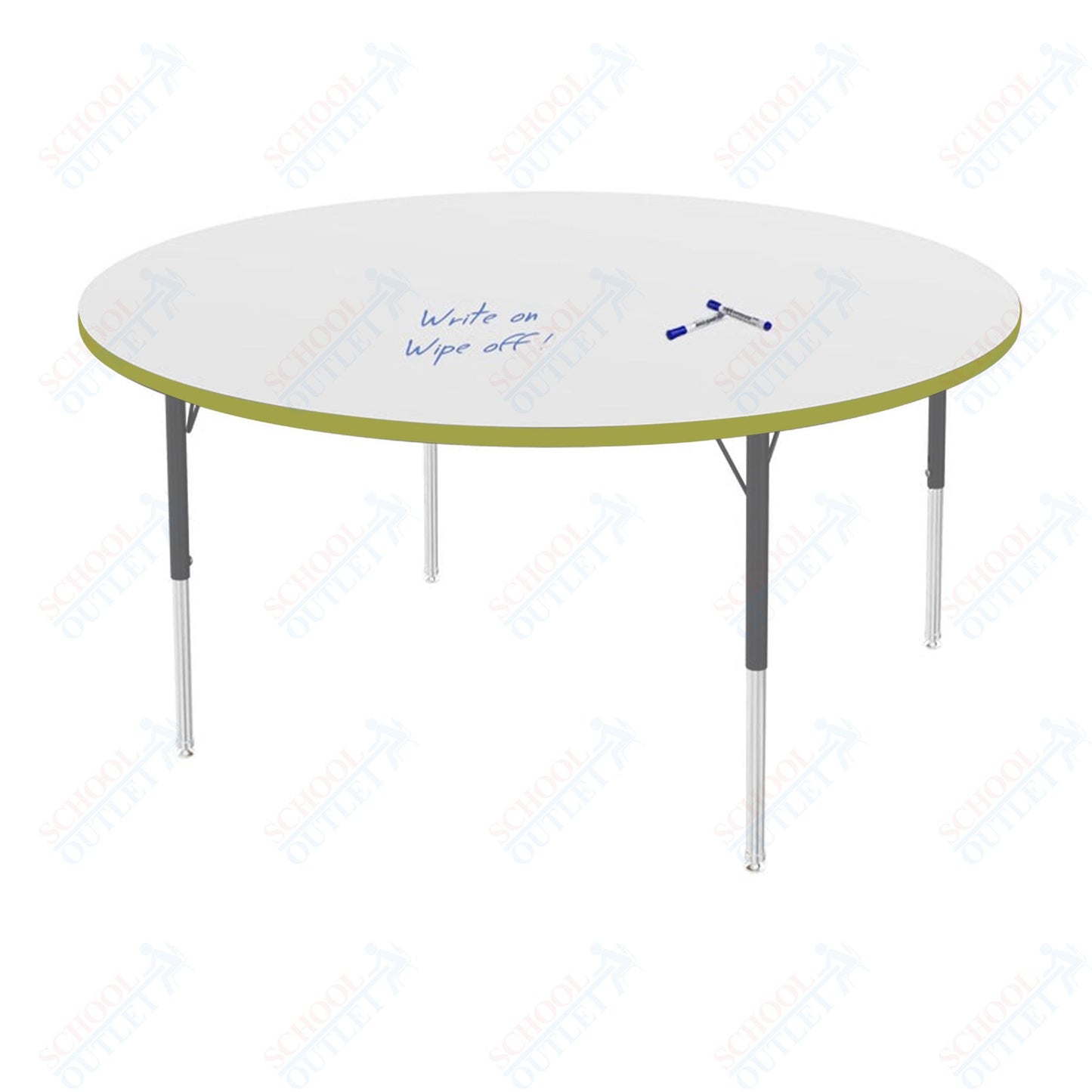 Marco MG2200 Series 60" Round Preschool Table w/ Dry Erase Top Adj Height 16" - 24" (MG2207 - DA) - SchoolOutlet