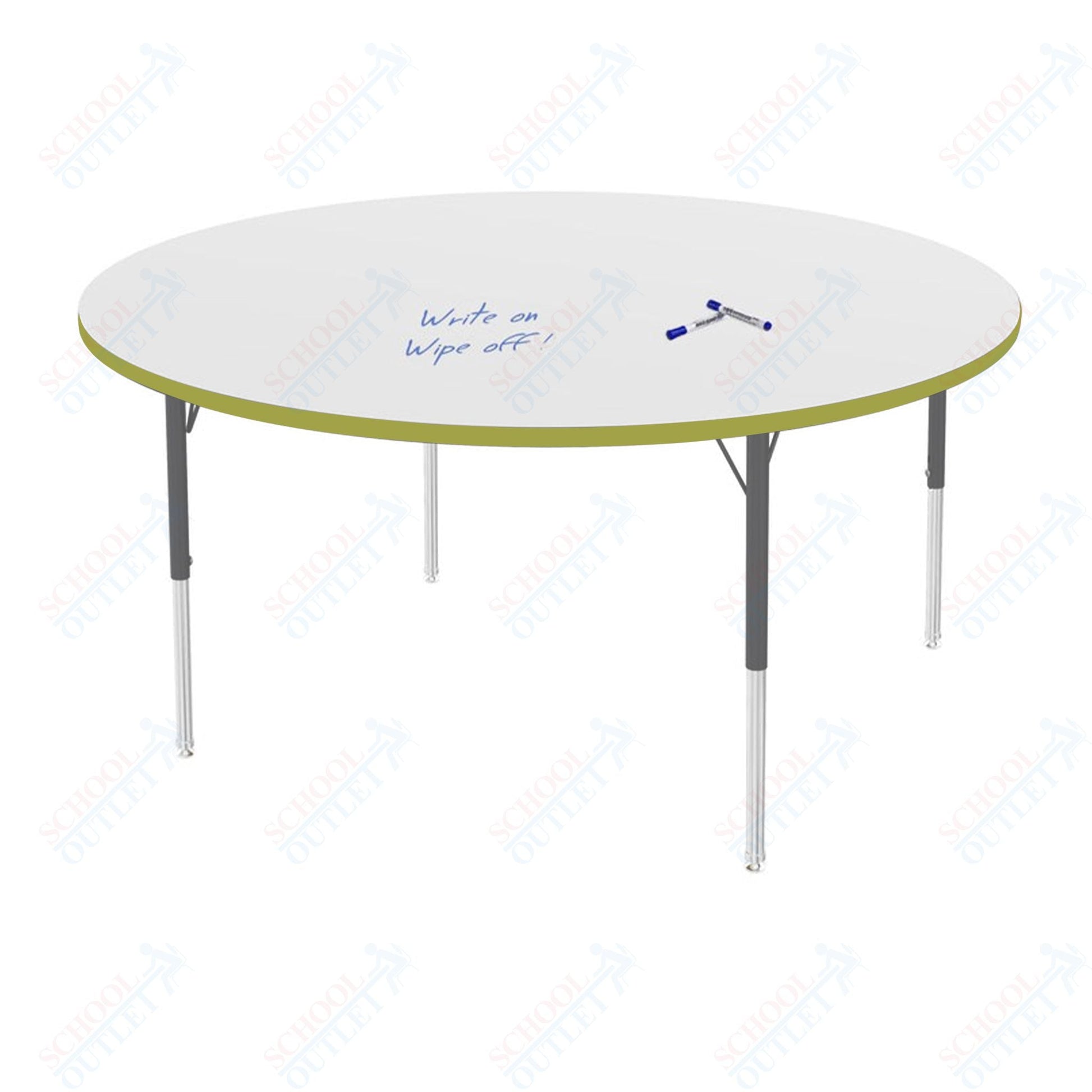Marco MG2200 Series 60" Round Preschool Table w/ Dry Erase Top Adj Height 16" - 24" (MG2207 - DA) - SchoolOutlet