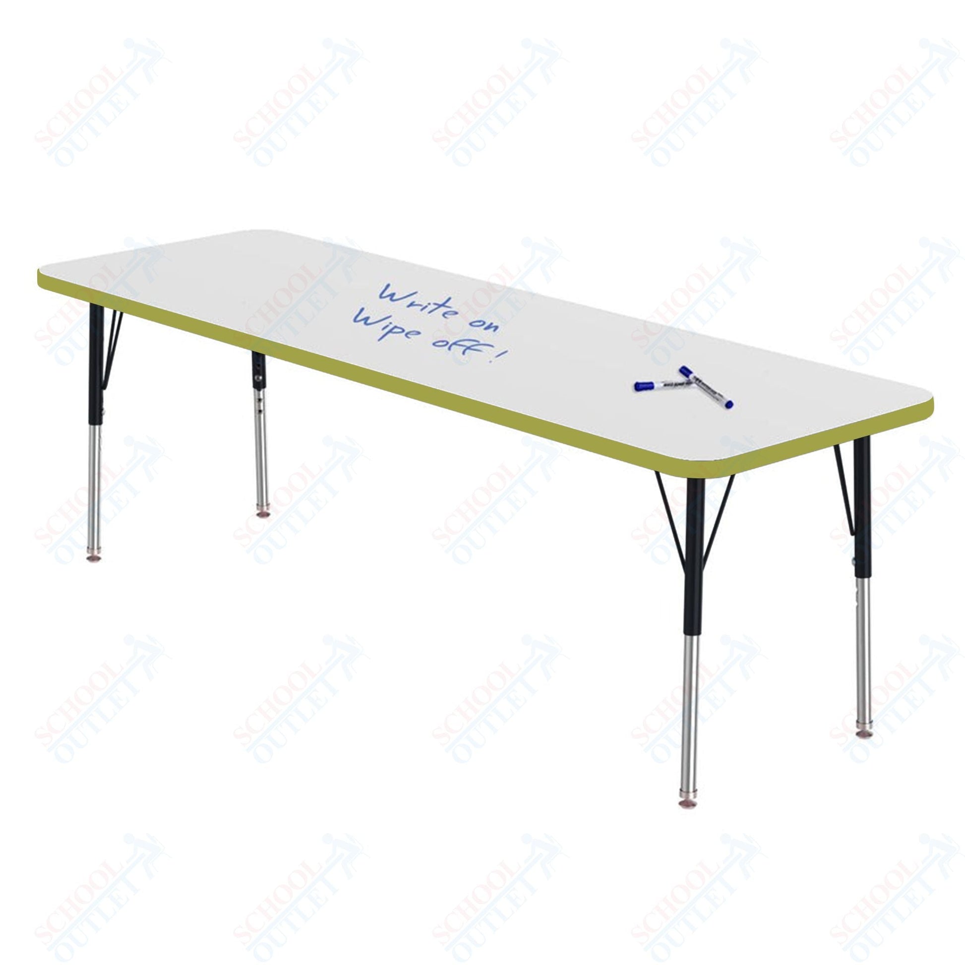 Marco MG2200 Series Rectangle Activity Table w/ Dry Erase Top 20" x 54" Adj Height 21" - 30" (MG2221 - DB) - SchoolOutlet