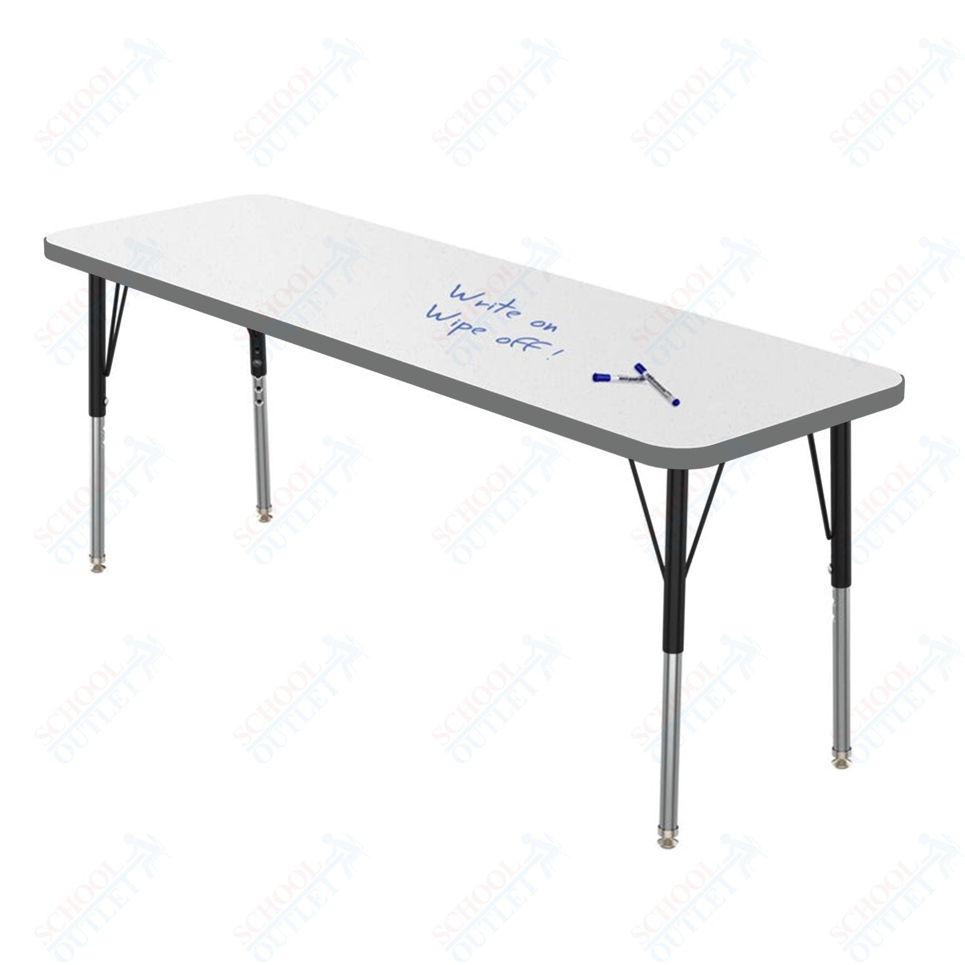 Marco MG2200 Series Rectangle Preschool Table w/ Dry Erase Top 20" x 60" Adj Height 16" - 24" (MG2222 - DA) - SchoolOutlet