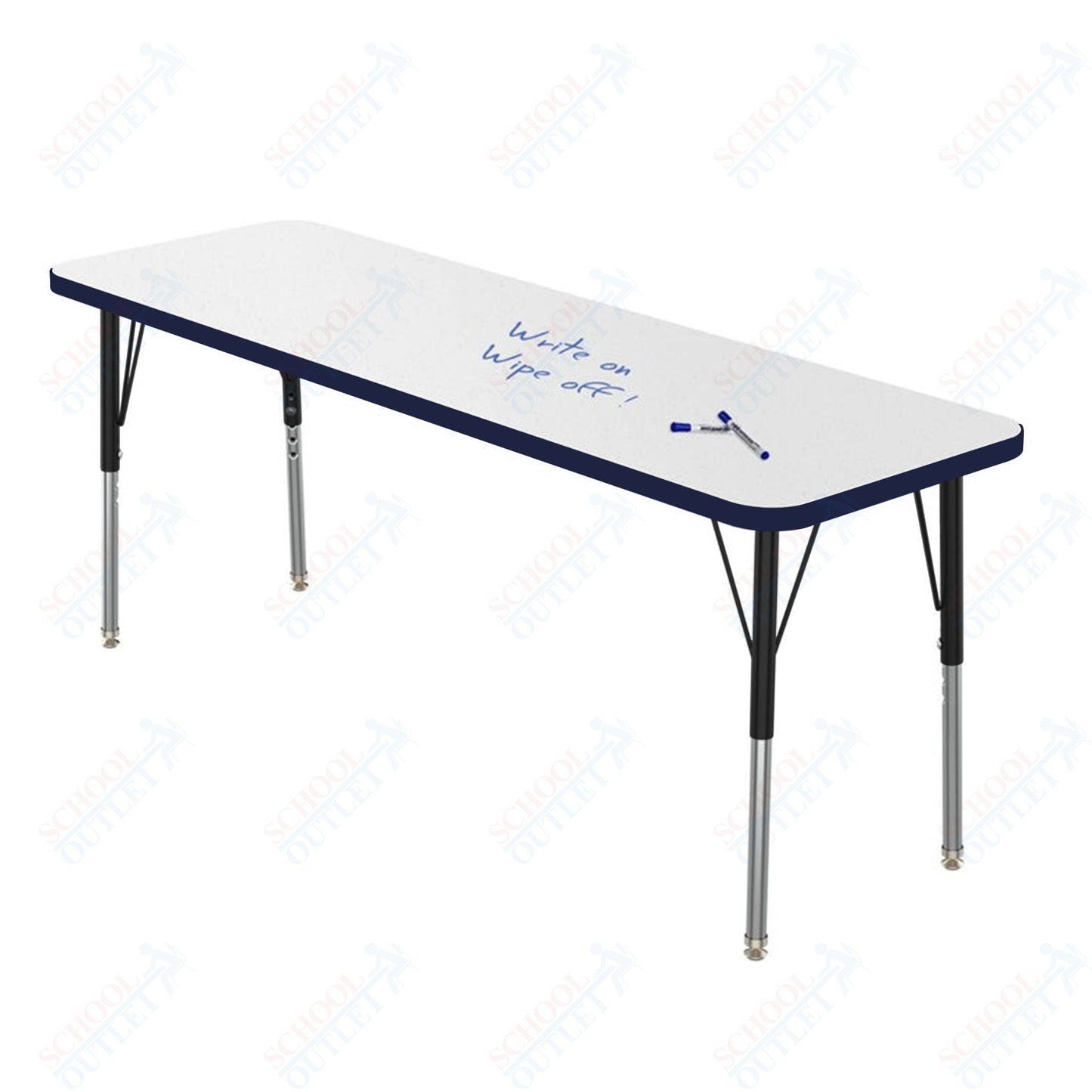 Marco MG2200 Series Rectangle Preschool Table w/ Dry Erase Top 20" x 60" Adj Height 16" - 24" (MG2222 - DA) - SchoolOutlet