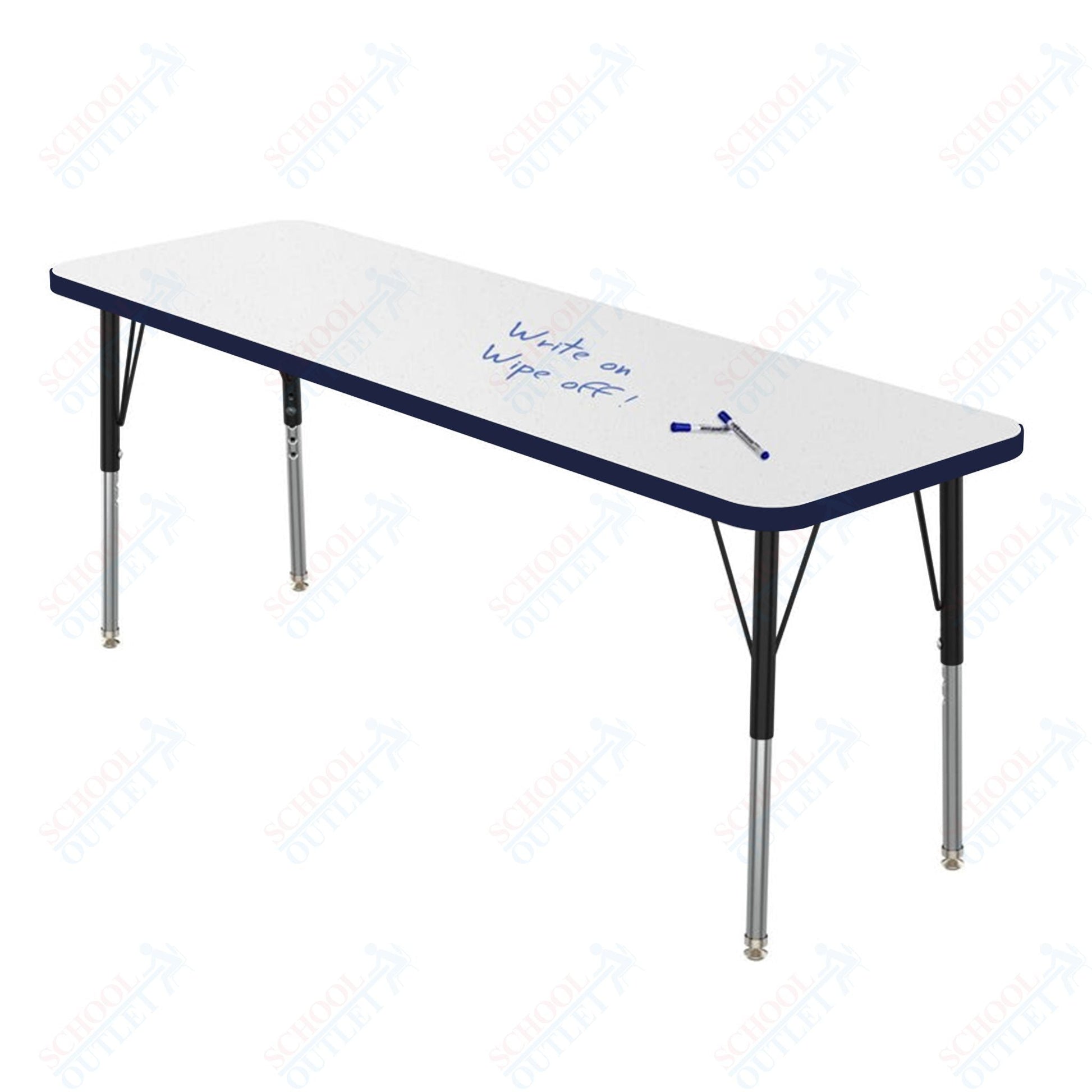 Marco MG2200 Series Rectangle Preschool Table w/ Dry Erase Top 20" x 60" Adj Height 16" - 24" (MG2222 - DA) - SchoolOutlet