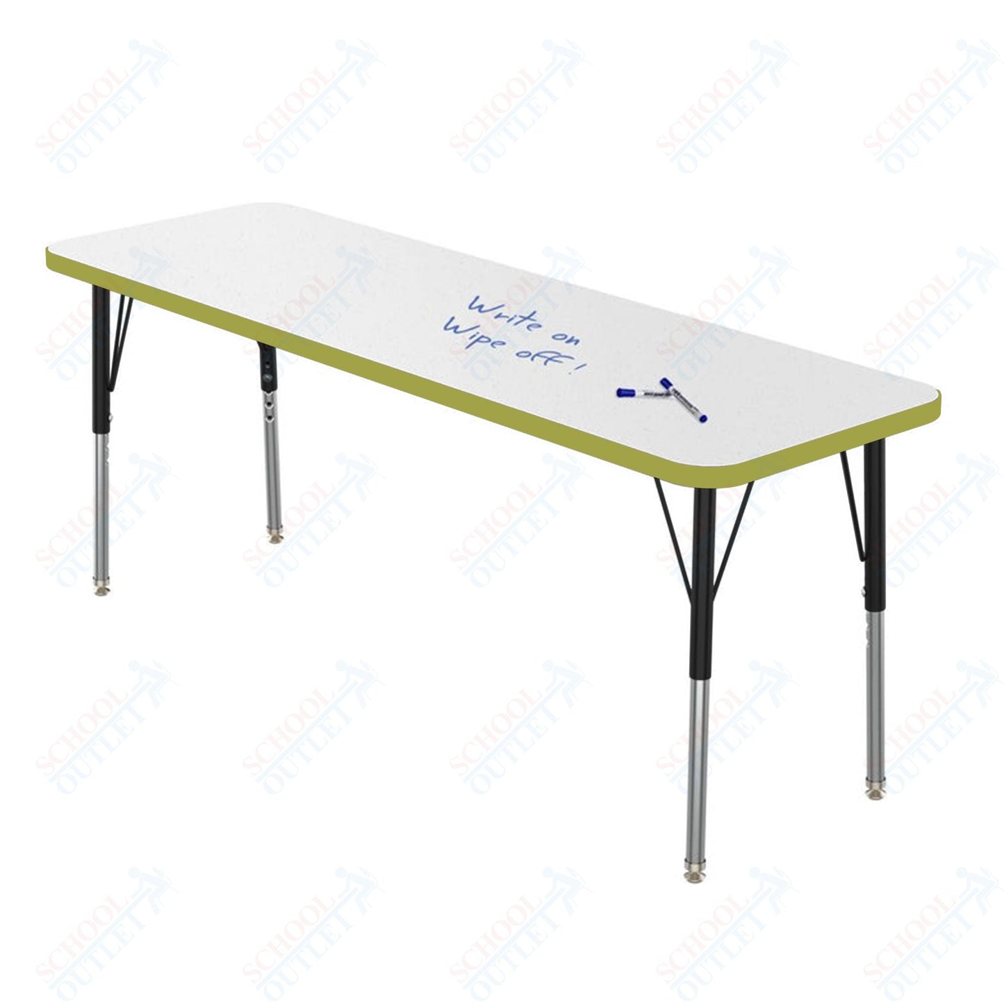 Marco MG2200 Series Rectangle Preschool Table w/ Dry Erase Top 20" x 60" Adj Height 16" - 24" (MG2222 - DA) - SchoolOutlet