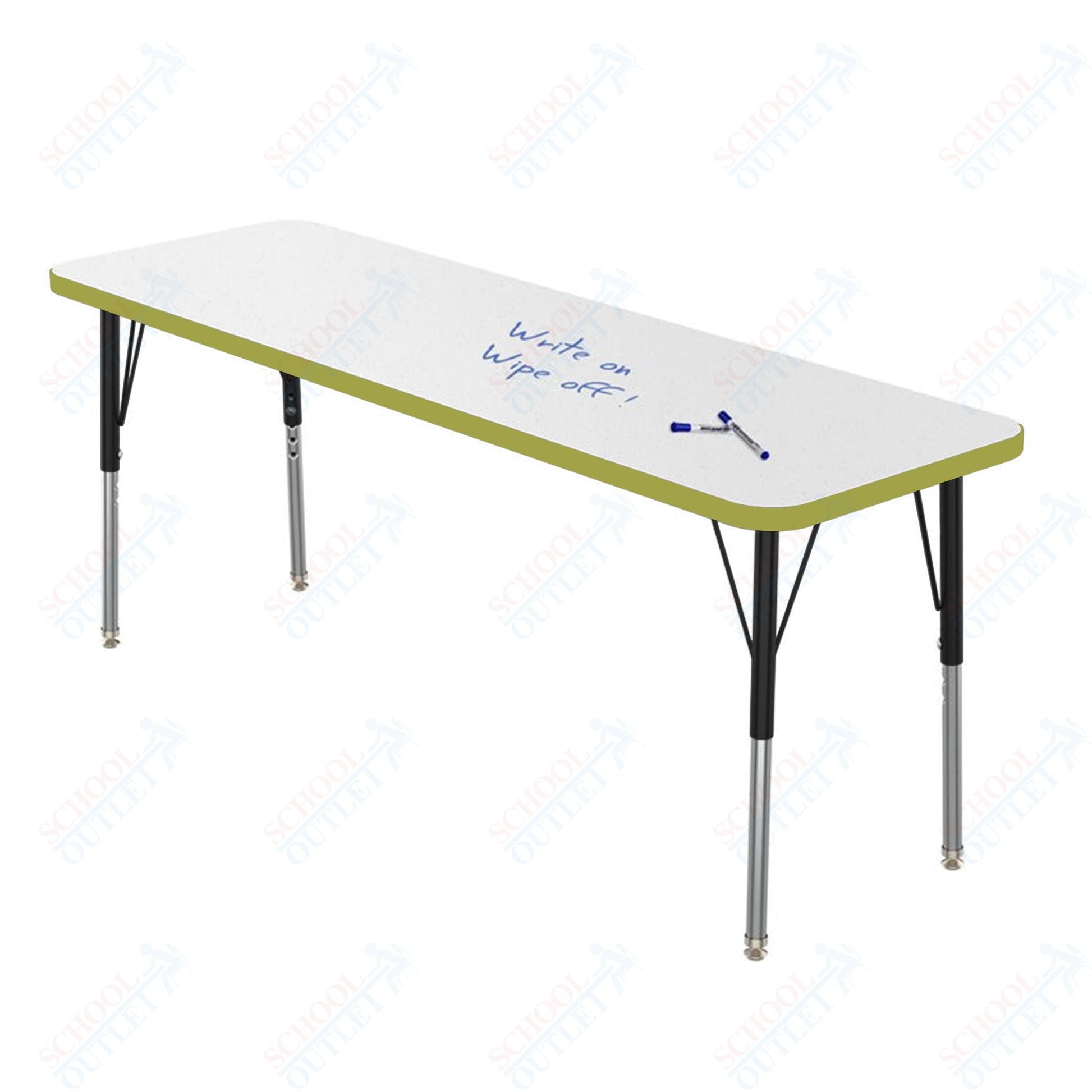 Marco MG2200 Series Rectangle Preschool Table w/ Dry Erase Top 20" x 60" Adj Height 16" - 24" (MG2222 - DA) - SchoolOutlet