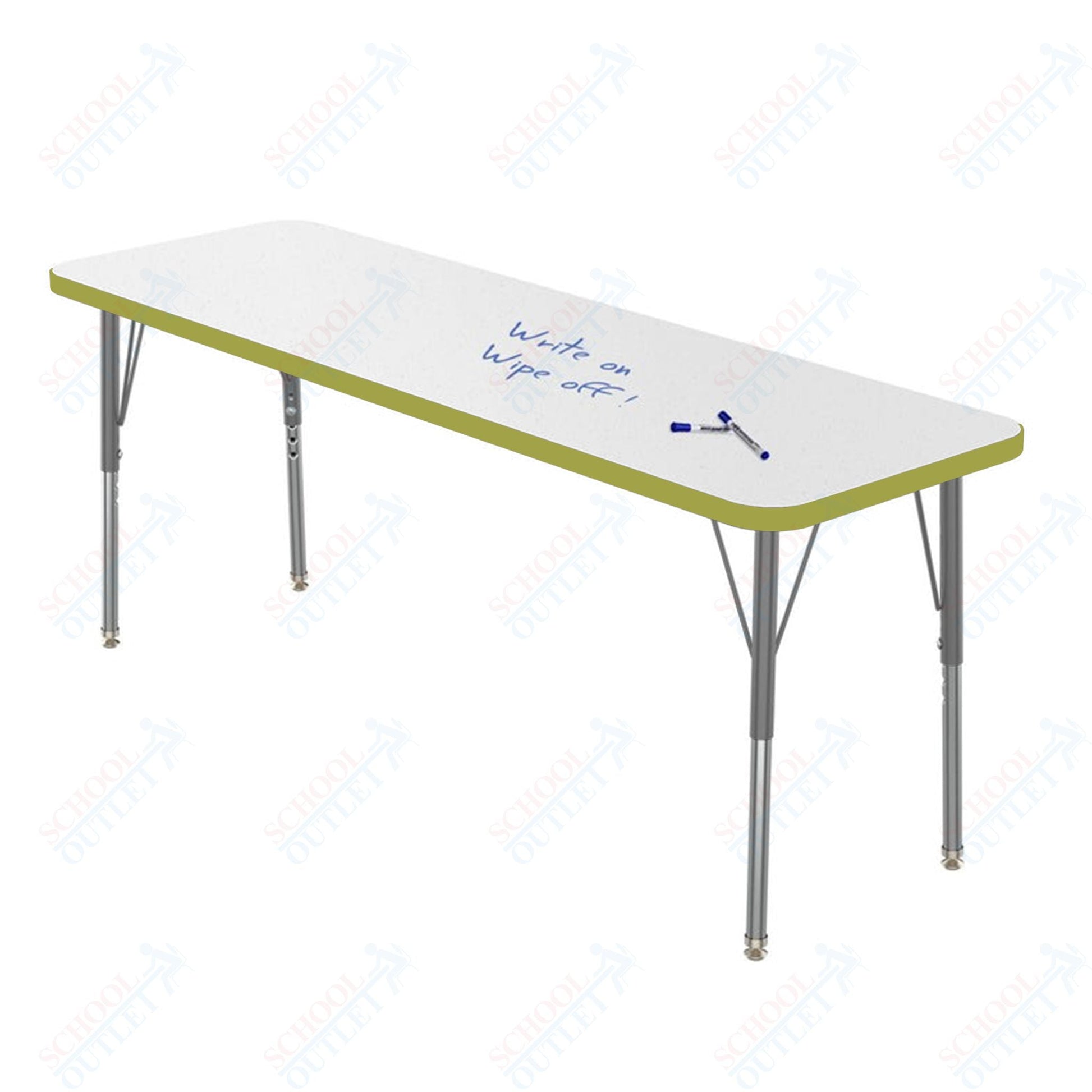 Marco MG2200 Series Rectangle Preschool Table w/ Dry Erase Top 20" x 60" Adj Height 16" - 24" (MG2222 - DA) - SchoolOutlet
