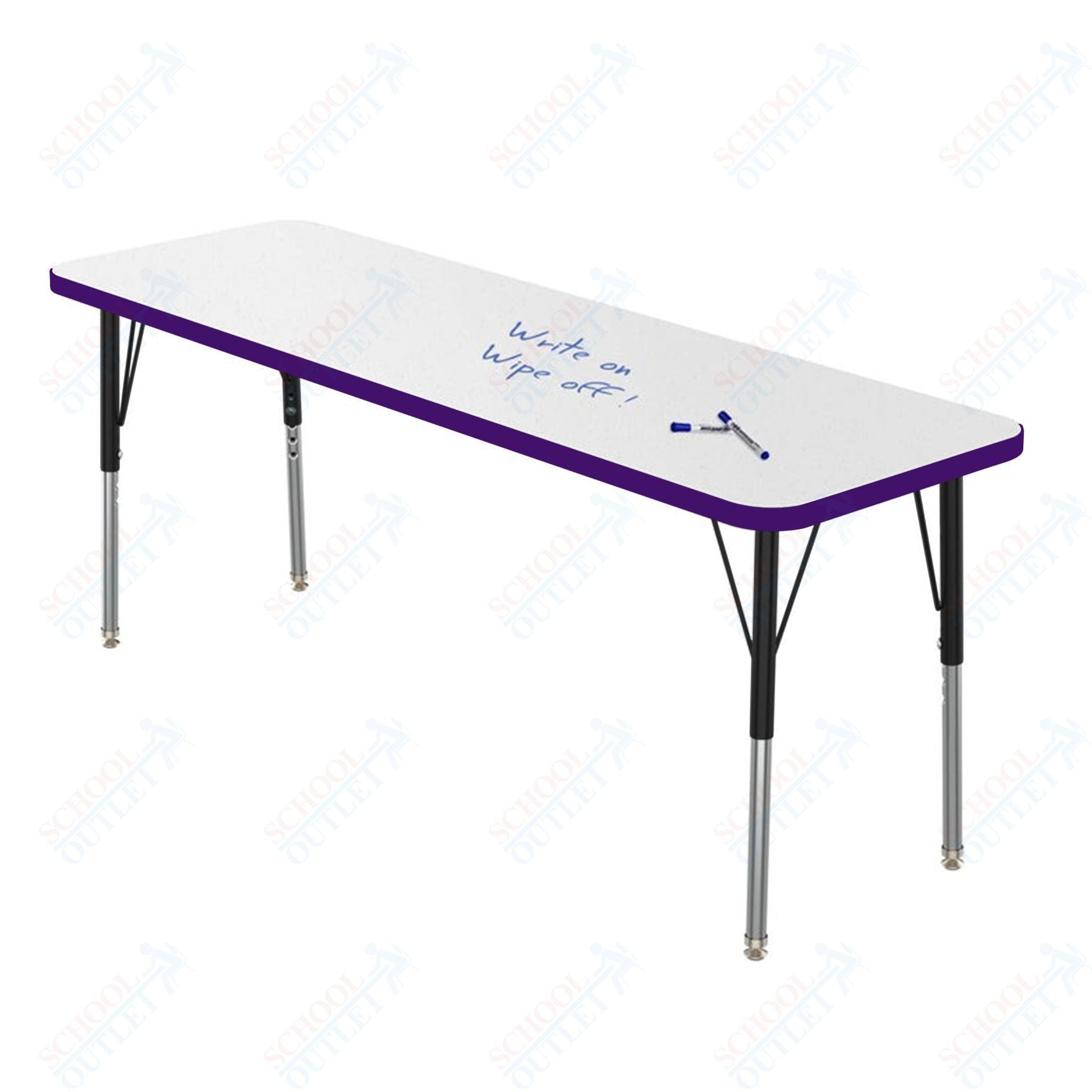 Marco MG2200 Series Rectangle Preschool Table w/ Dry Erase Top 20" x 60" Adj Height 16" - 24" (MG2222 - DA) - SchoolOutlet