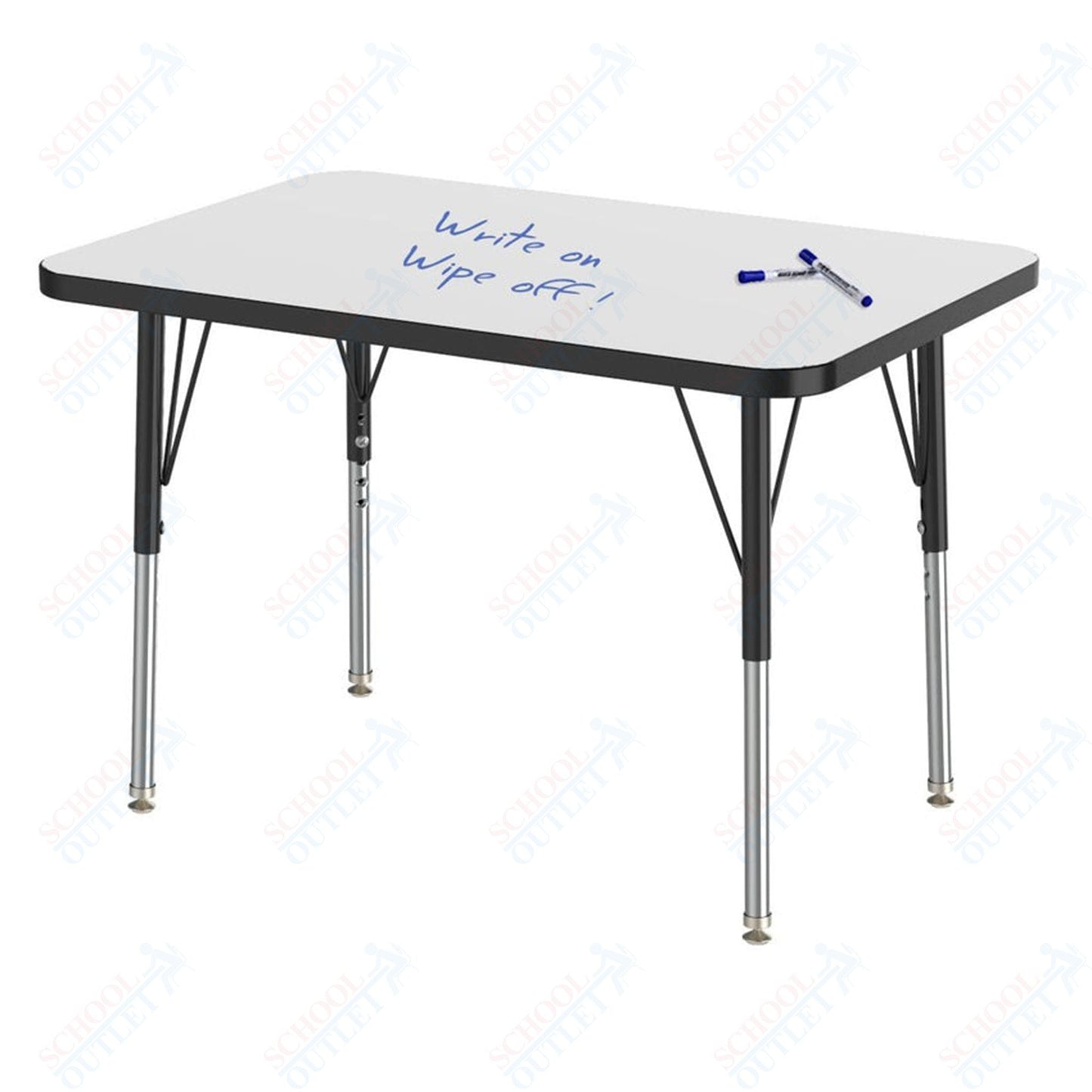Marco MG2200 Series Rectangle Preschool Table w/ Dry Erase Top 24" x 36" Adj Height 16" - 24" (MG2224 - DA) - SchoolOutlet