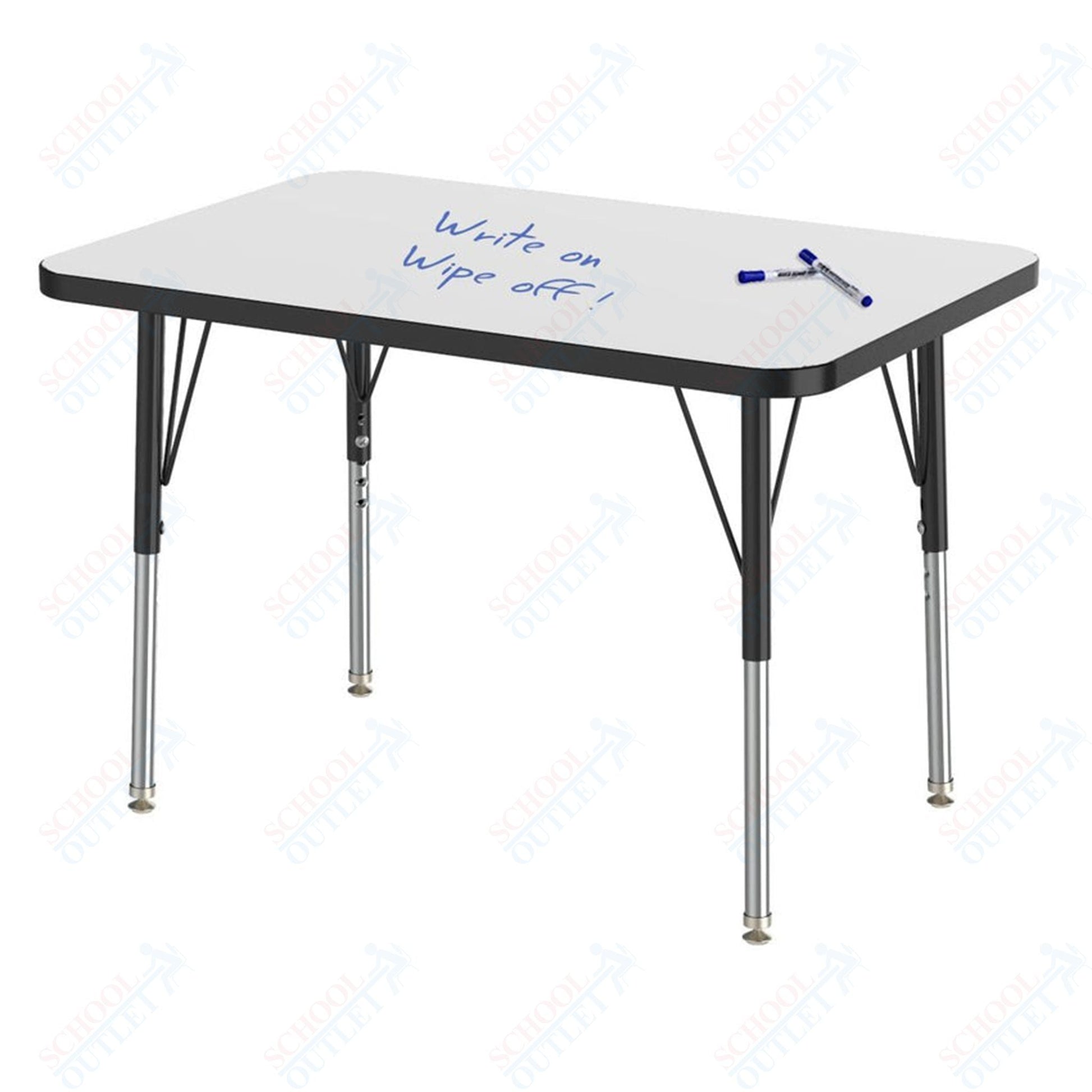 Marco MG2200 Series Rectangle Preschool Table w/ Dry Erase Top 24" x 36" Adj Height 16" - 24" (MG2224 - DA) - SchoolOutlet