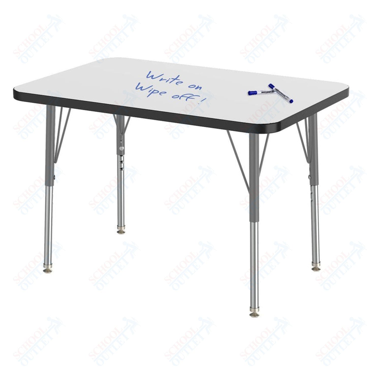 Marco MG2200 Series Rectangle Preschool Table w/ Dry Erase Top 24" x 36" Adj Height 16" - 24" (MG2224 - DA) - SchoolOutlet