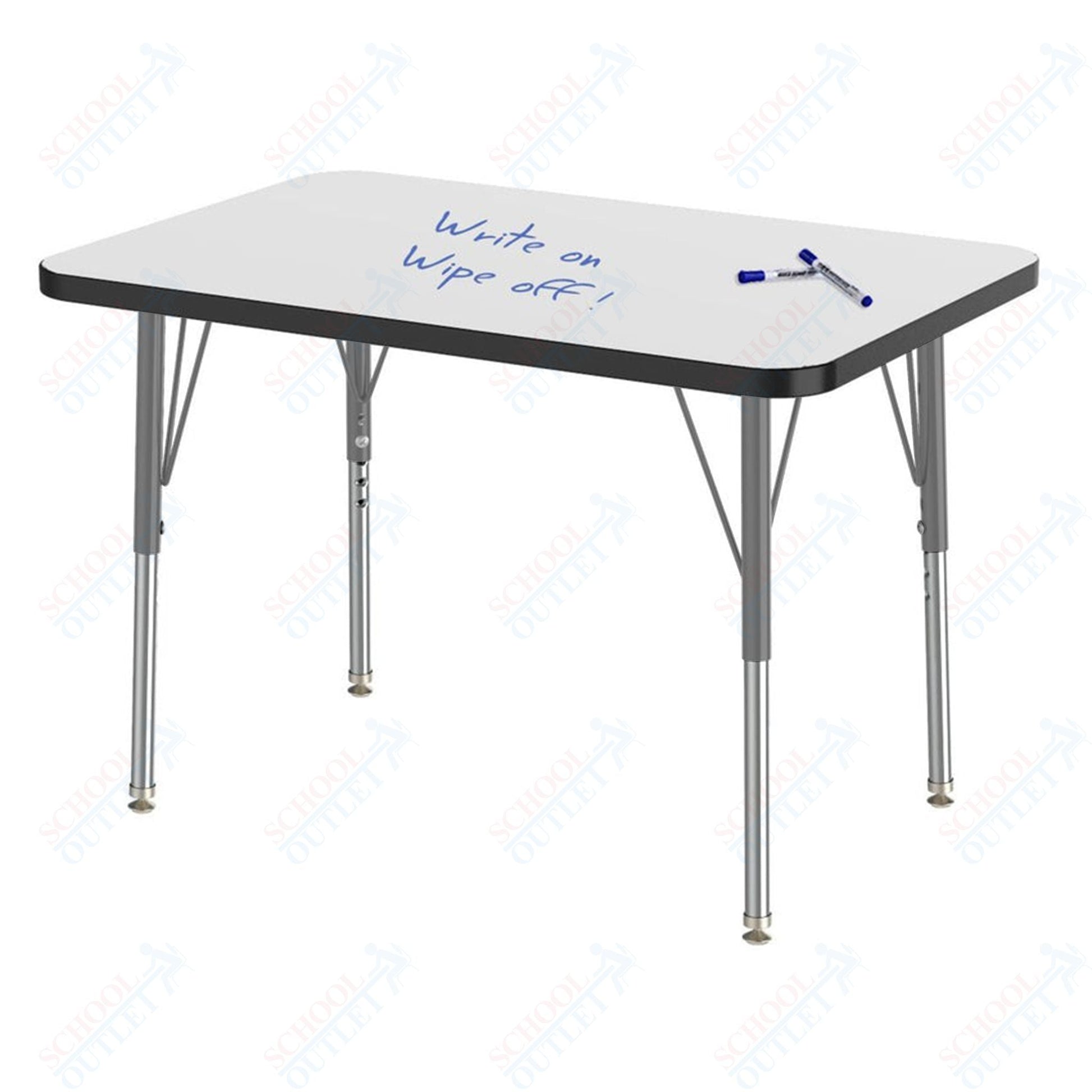 Marco MG2200 Series Rectangle Preschool Table w/ Dry Erase Top 24" x 36" Adj Height 16" - 24" (MG2224 - DA) - SchoolOutlet