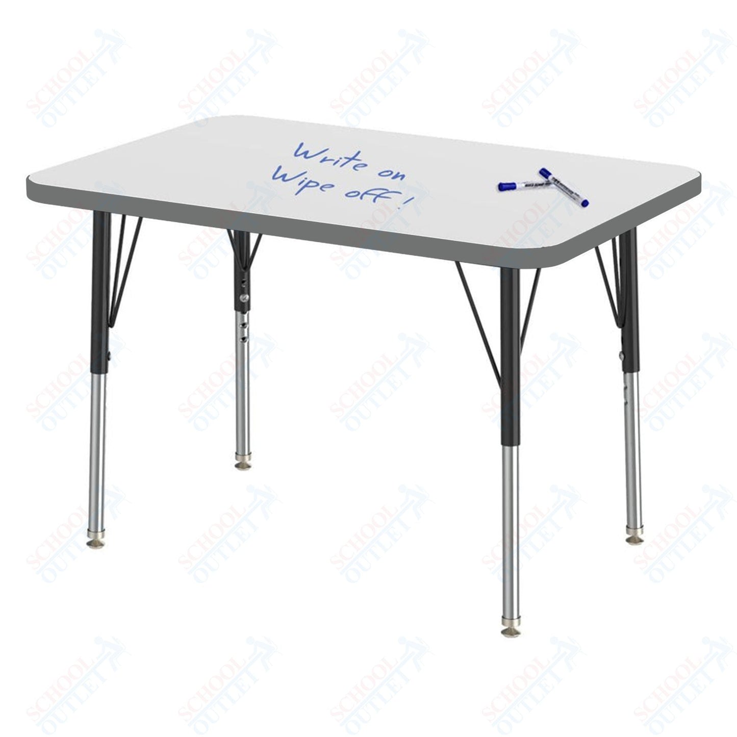 Marco MG2200 Series Rectangle Preschool Table w/ Dry Erase Top 24" x 36" Adj Height 16" - 24" (MG2224 - DA) - SchoolOutlet