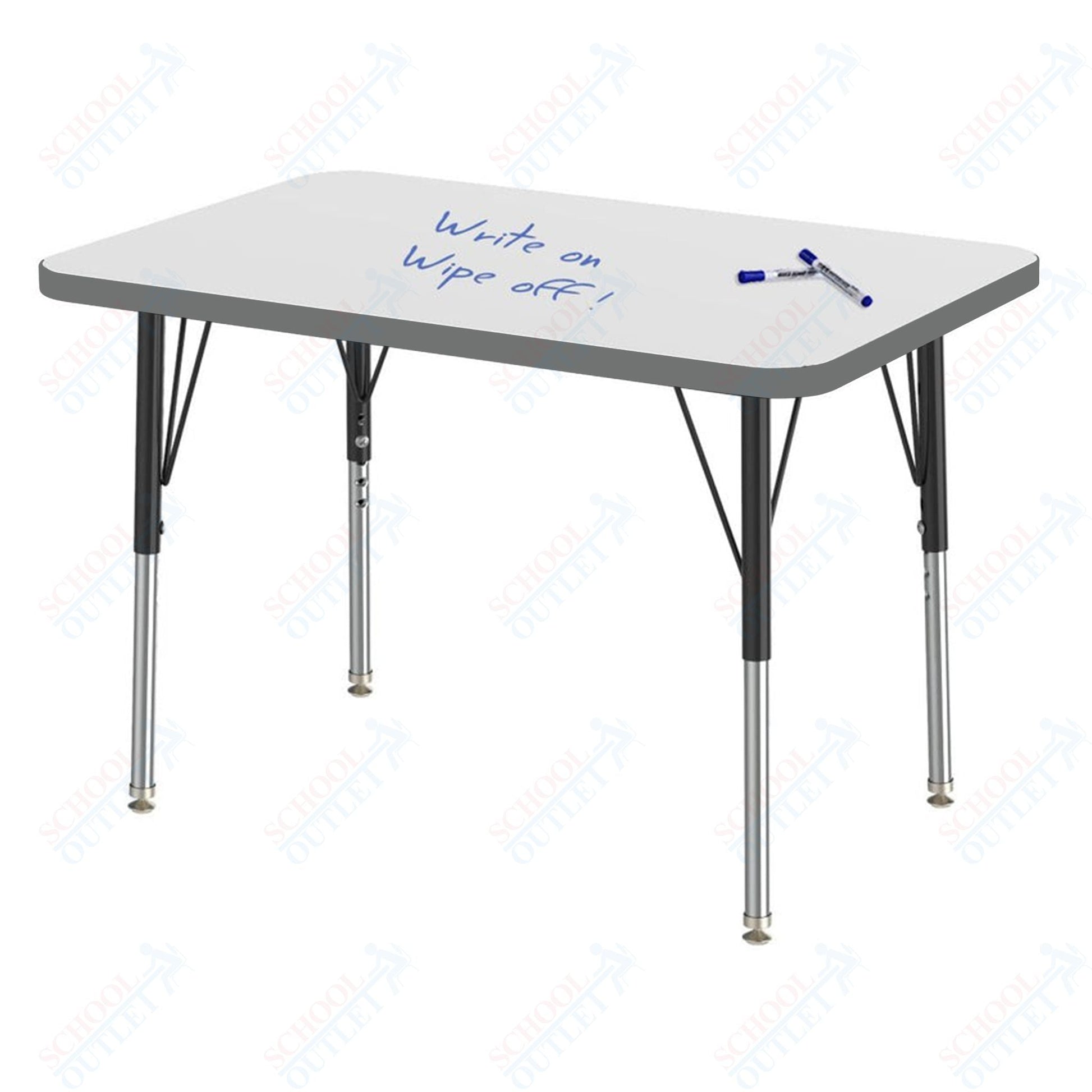 Marco MG2200 Series Rectangle Preschool Table w/ Dry Erase Top 24" x 36" Adj Height 16" - 24" (MG2224 - DA) - SchoolOutlet