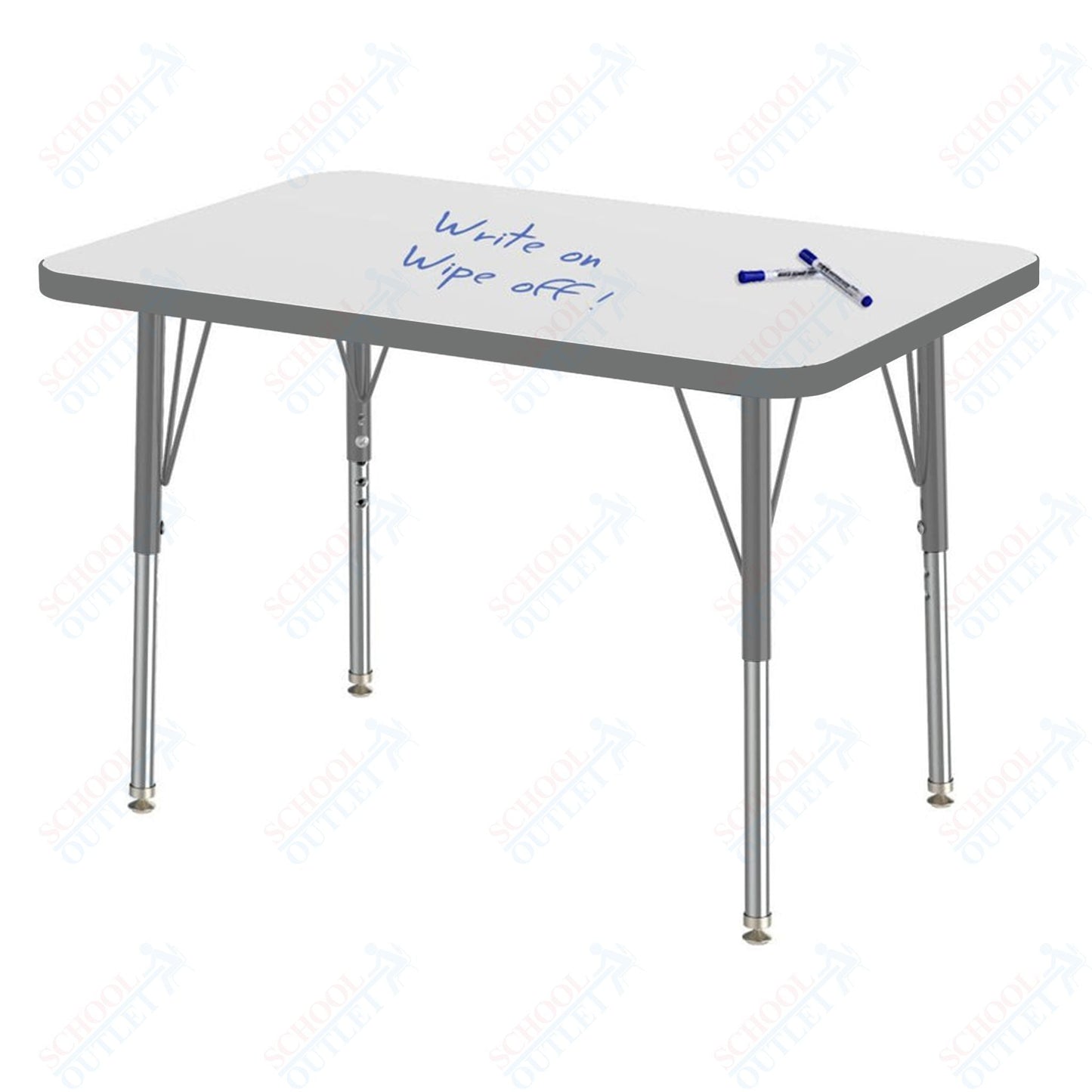 Marco MG2200 Series Rectangle Preschool Table w/ Dry Erase Top 24" x 36" Adj Height 16" - 24" (MG2224 - DA) - SchoolOutlet