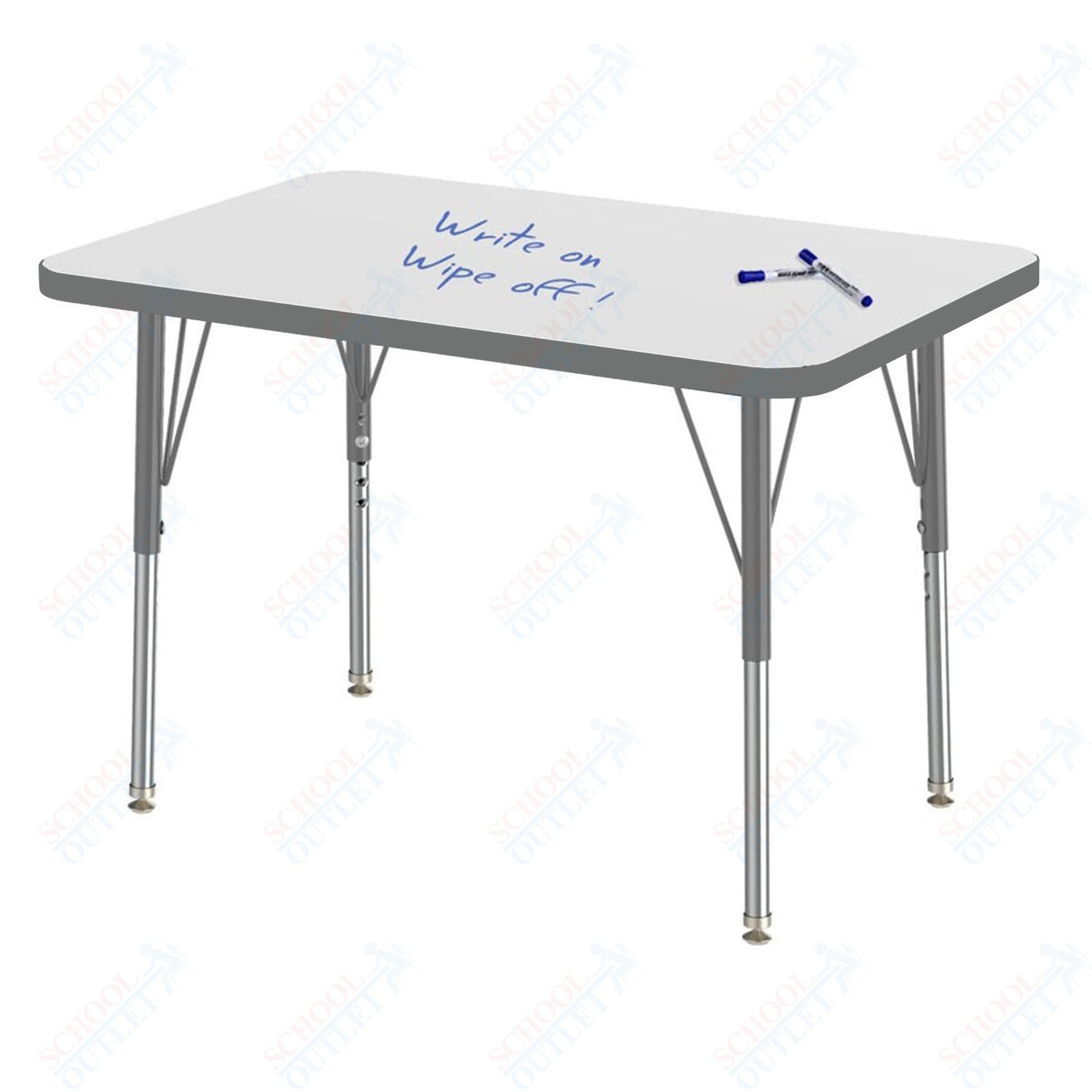 Marco MG2200 Series Rectangle Preschool Table w/ Dry Erase Top 24" x 36" Adj Height 16" - 24" (MG2224 - DA) - SchoolOutlet
