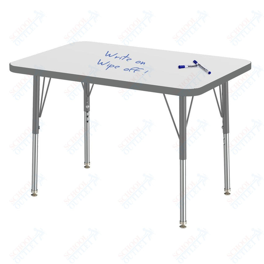 Marco MG2200 Series Rectangle Preschool Table w/ Dry Erase Top 24" x 36" Adj Height 16" - 24" (MG2224 - DA) - SchoolOutlet