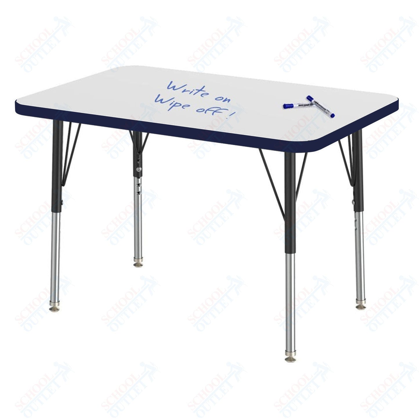 Marco MG2200 Series Rectangle Preschool Table w/ Dry Erase Top 24" x 36" Adj Height 16" - 24" (MG2224 - DA) - SchoolOutlet
