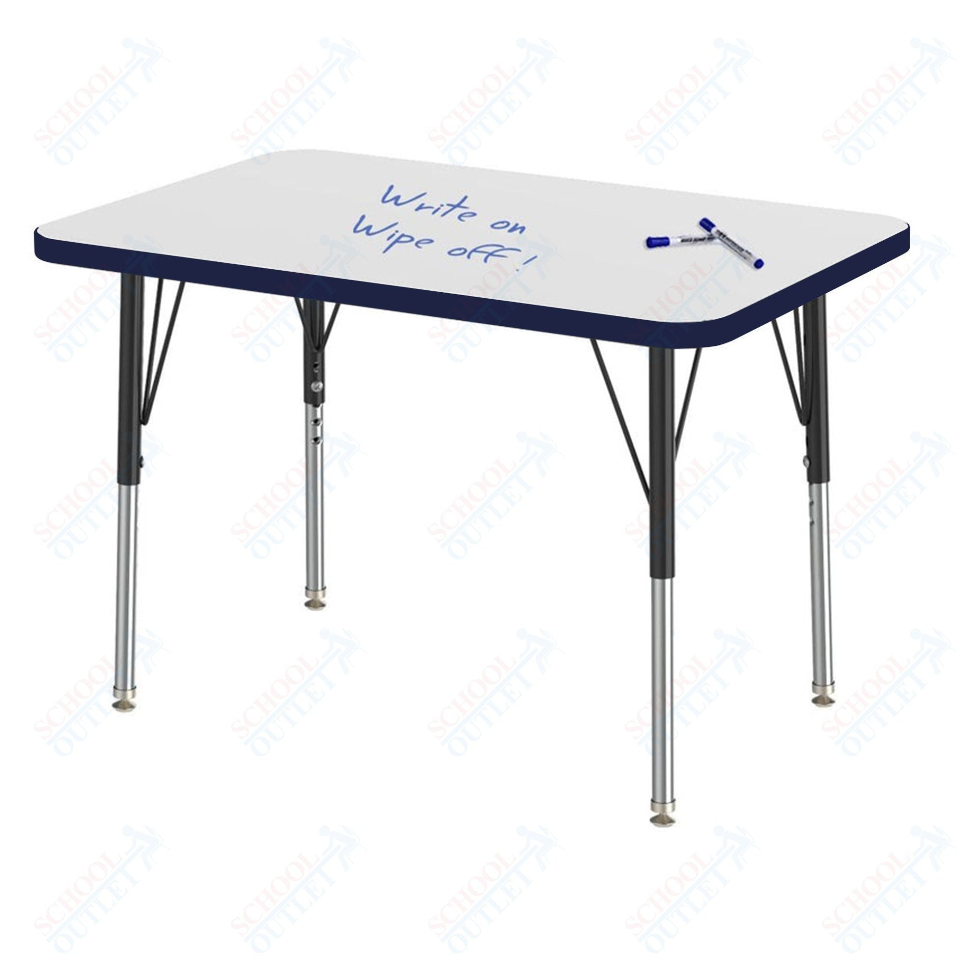Marco MG2200 Series Rectangle Preschool Table w/ Dry Erase Top 24" x 36" Adj Height 16" - 24" (MG2224 - DA) - SchoolOutlet