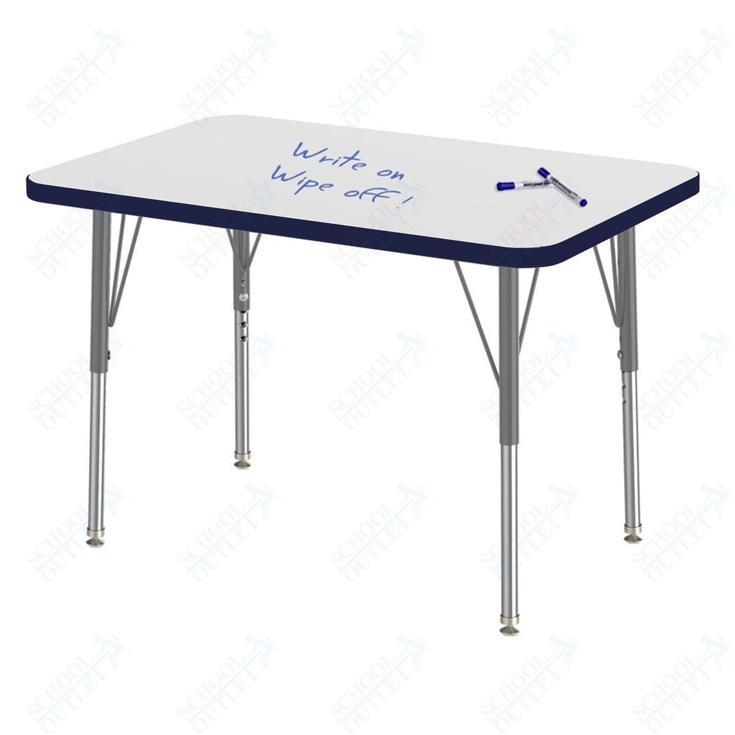 Marco MG2200 Series Rectangle Preschool Table w/ Dry Erase Top 24" x 36" Adj Height 16" - 24" (MG2224 - DA) - SchoolOutlet