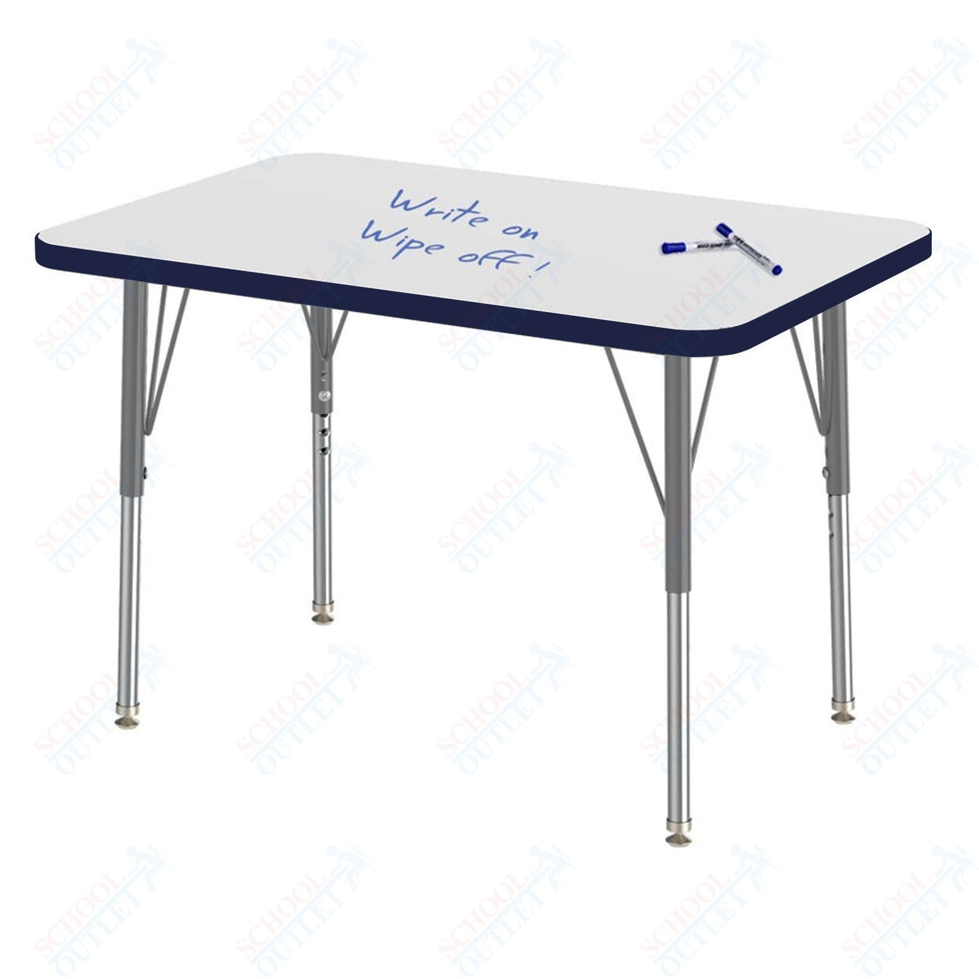 Marco MG2200 Series Rectangle Preschool Table w/ Dry Erase Top 24" x 36" Adj Height 16" - 24" (MG2224 - DA) - SchoolOutlet