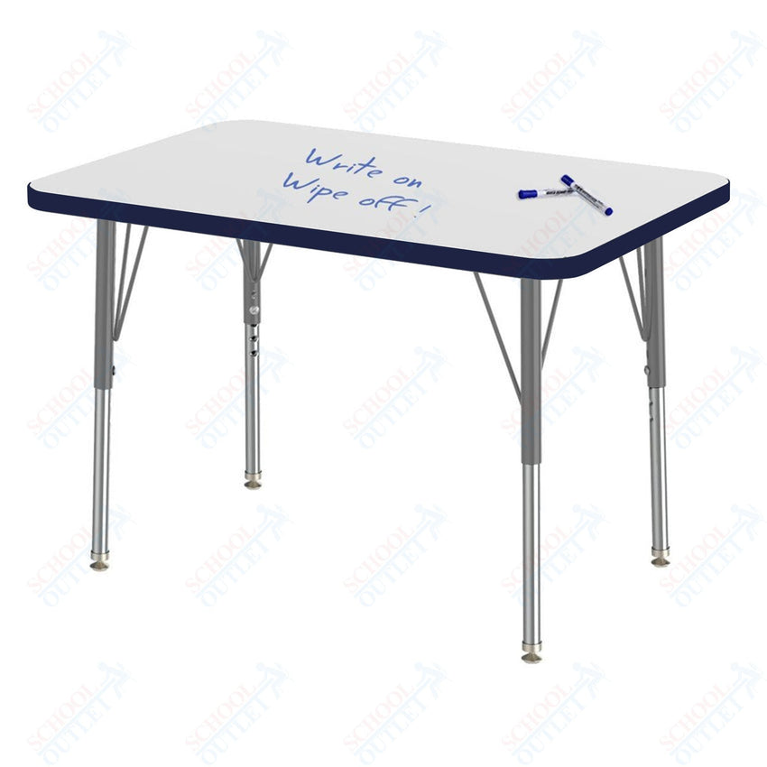 Marco MG2200 Series Rectangle Preschool Table w/ Dry Erase Top 24" x 36" Adj Height 16" - 24" (MG2224 - DA) - SchoolOutlet