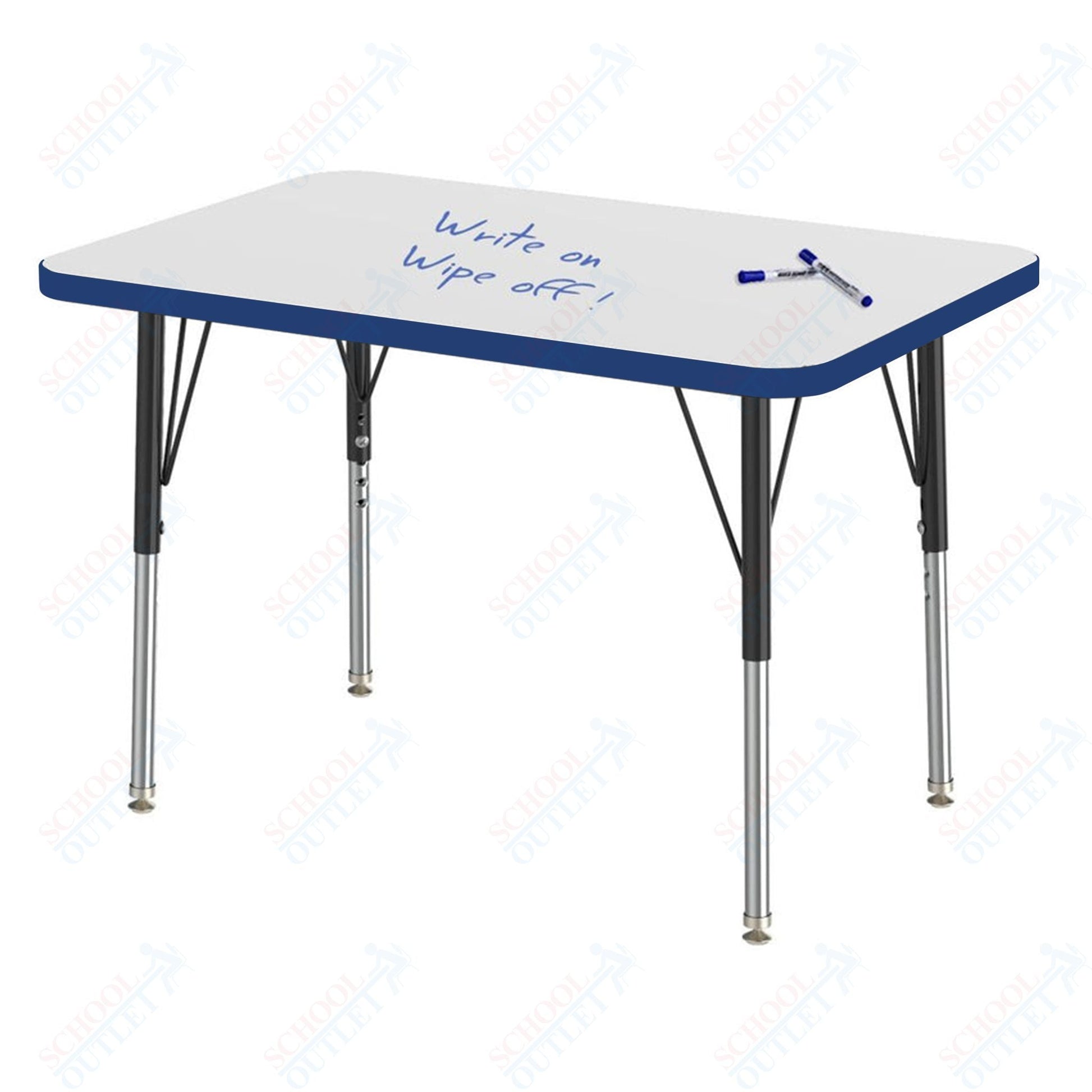 Marco MG2200 Series Rectangle Preschool Table w/ Dry Erase Top 24" x 36" Adj Height 16" - 24" (MG2224 - DA) - SchoolOutlet